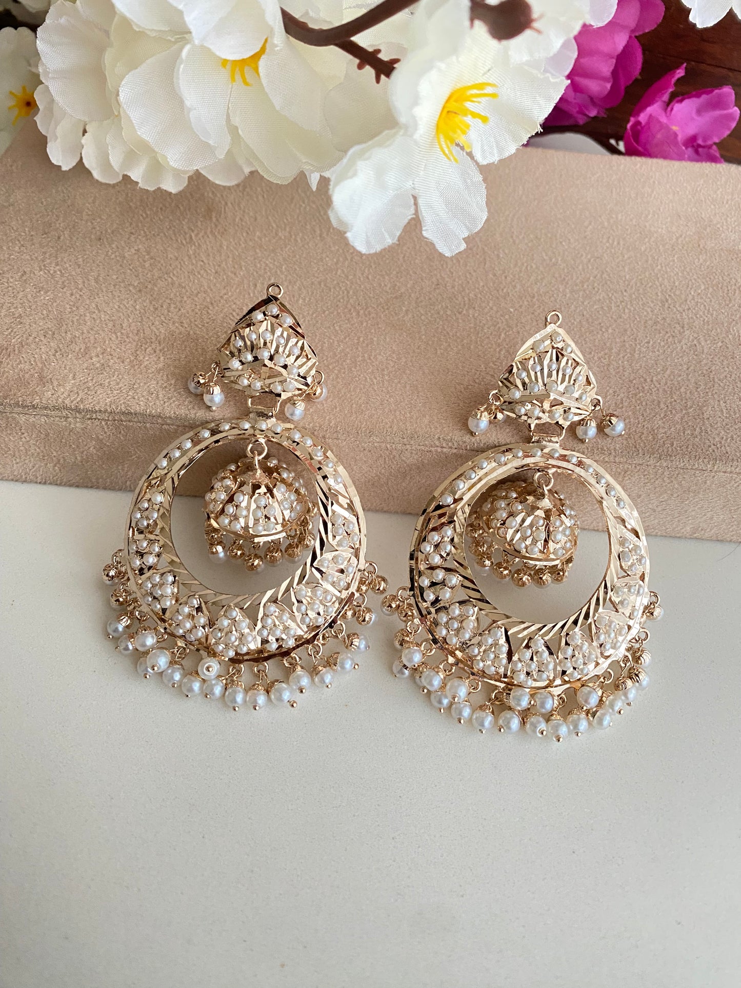 Jadau Jhumka chandbaali Earrings