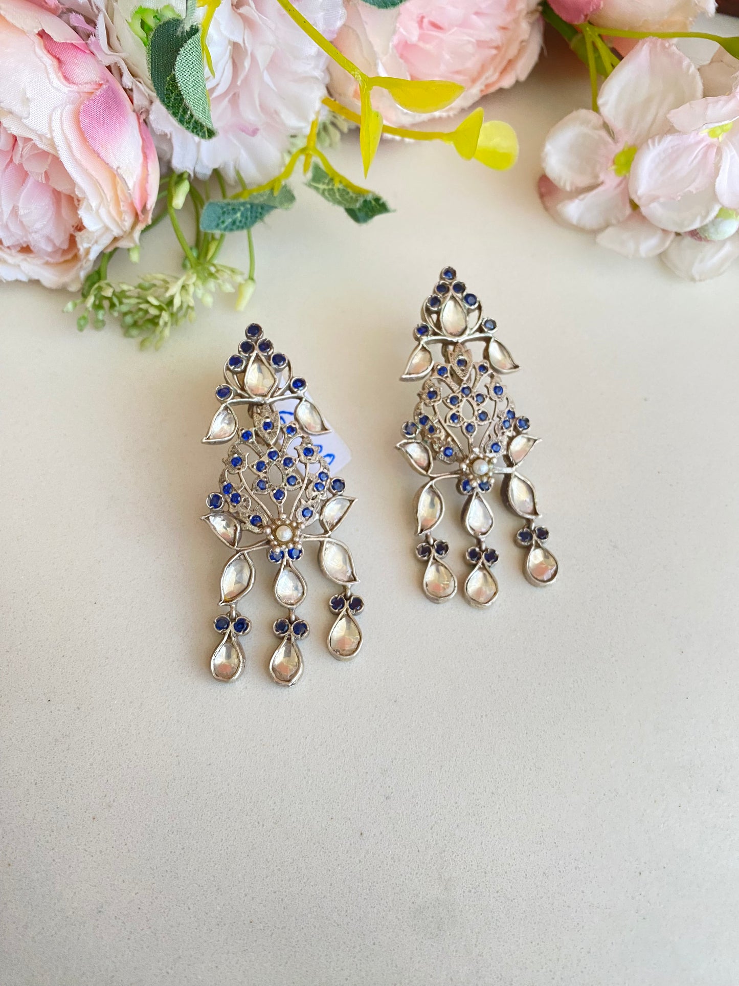 Silver Plated Kundan Earrings