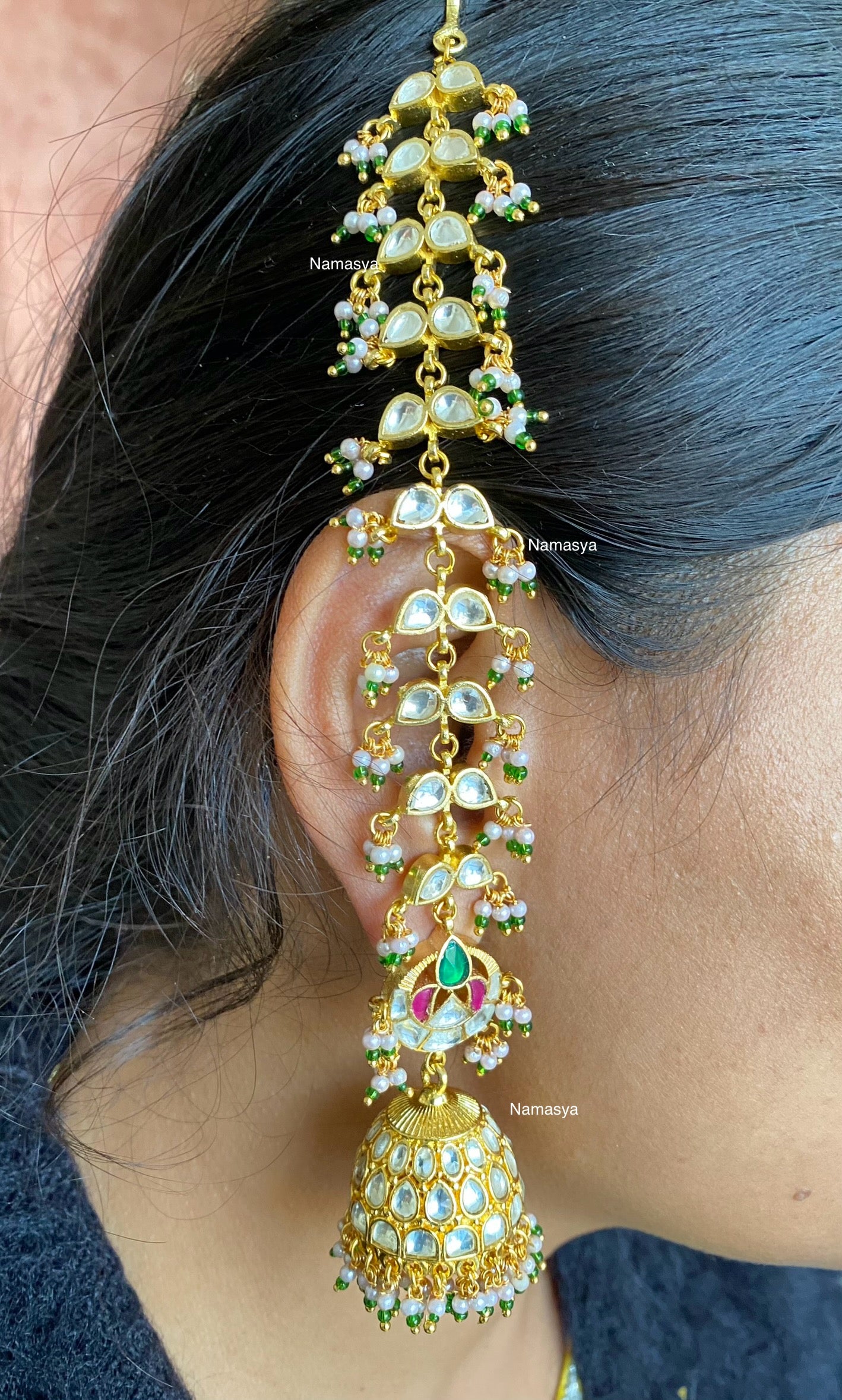 Gold plated Kundan Jhumka Earring