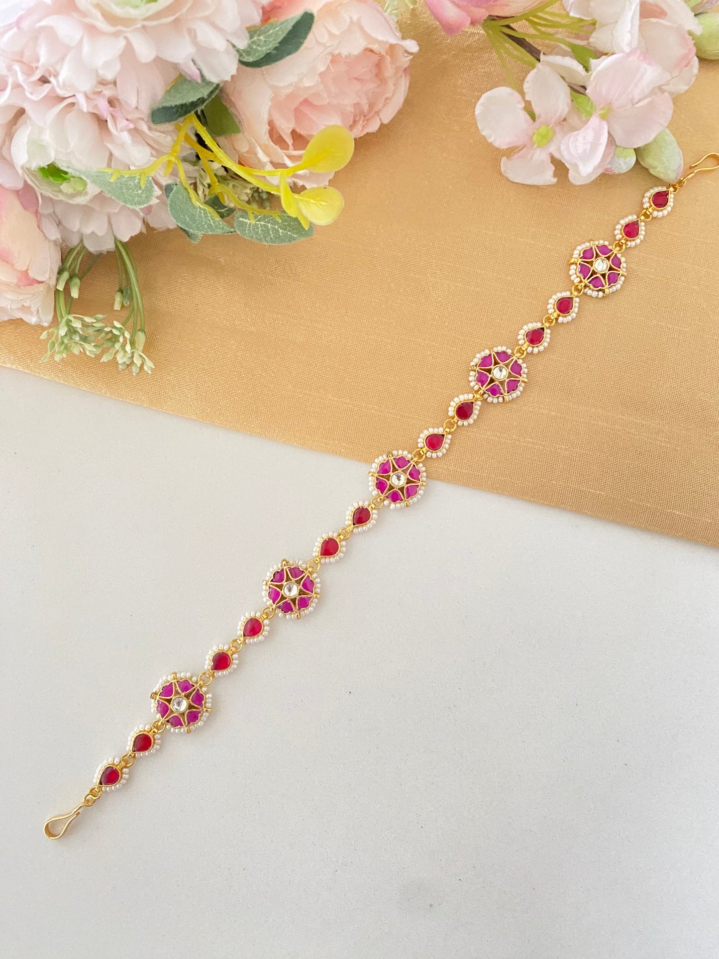 Pink Kundan Sheeshphool