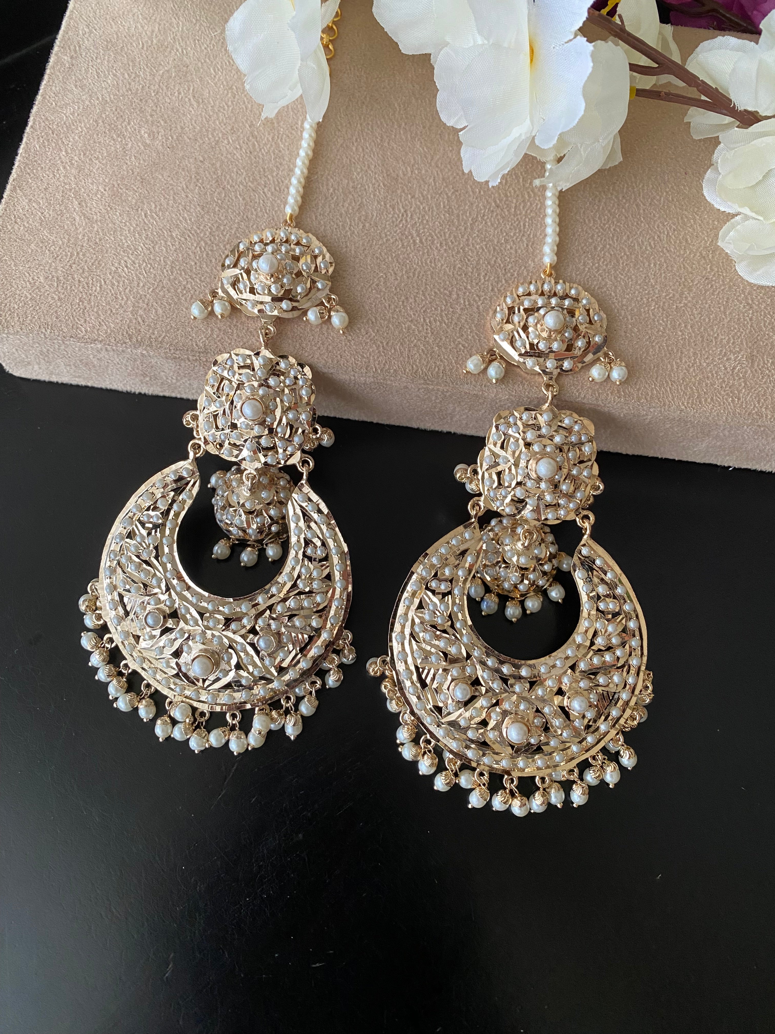 Amritsari Jadau Chandbaali Earrings