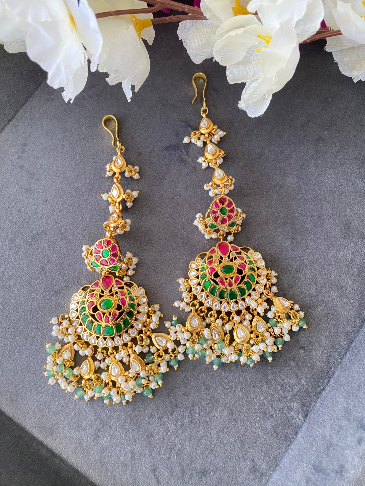 Gold plated Kundan Chandbali Earring