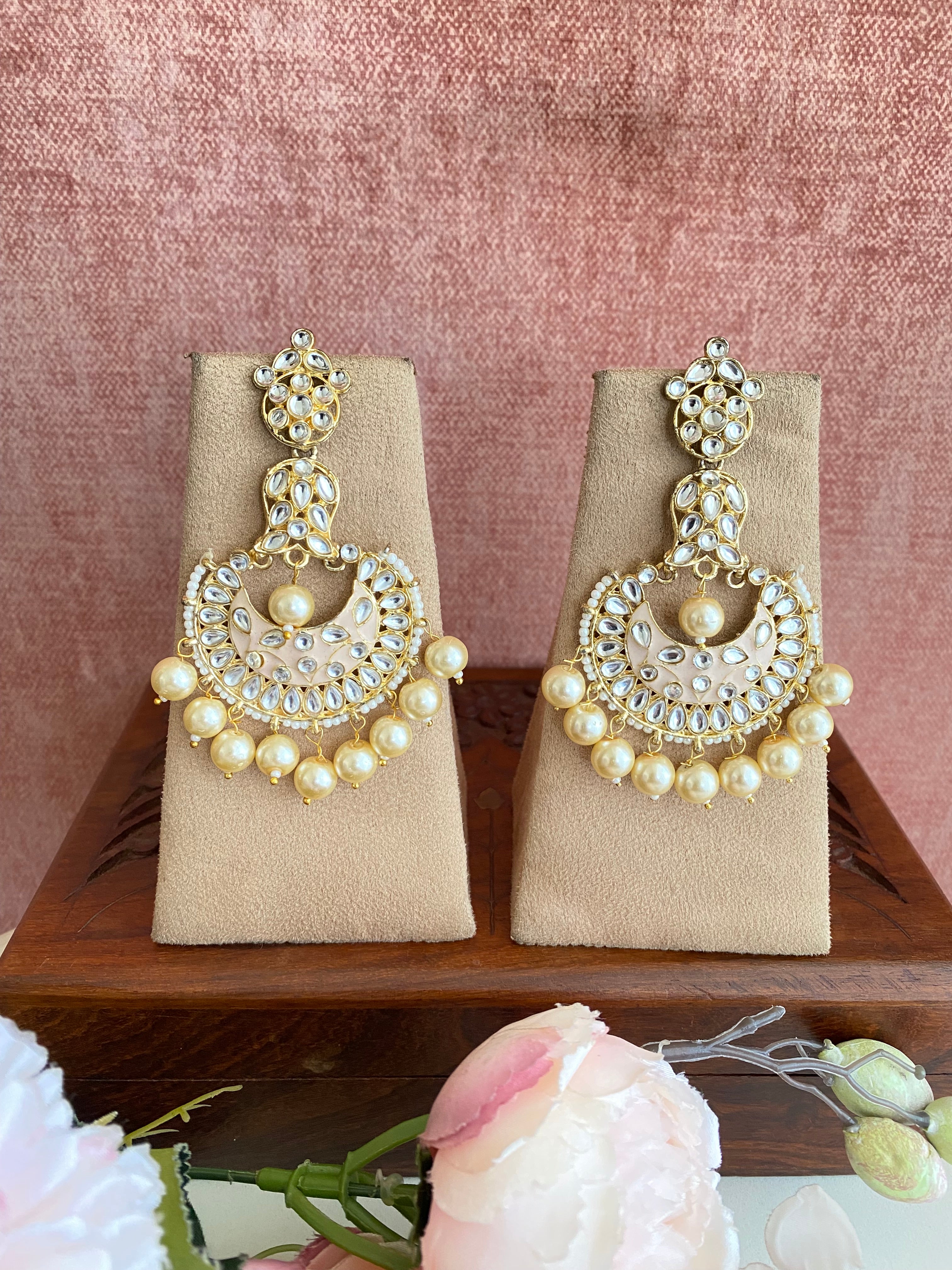 Kundan Earring in pearl drops