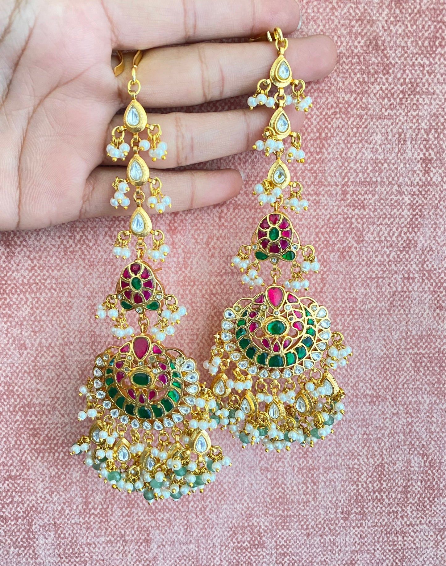 Gold plated Kundan Chandbali Earring