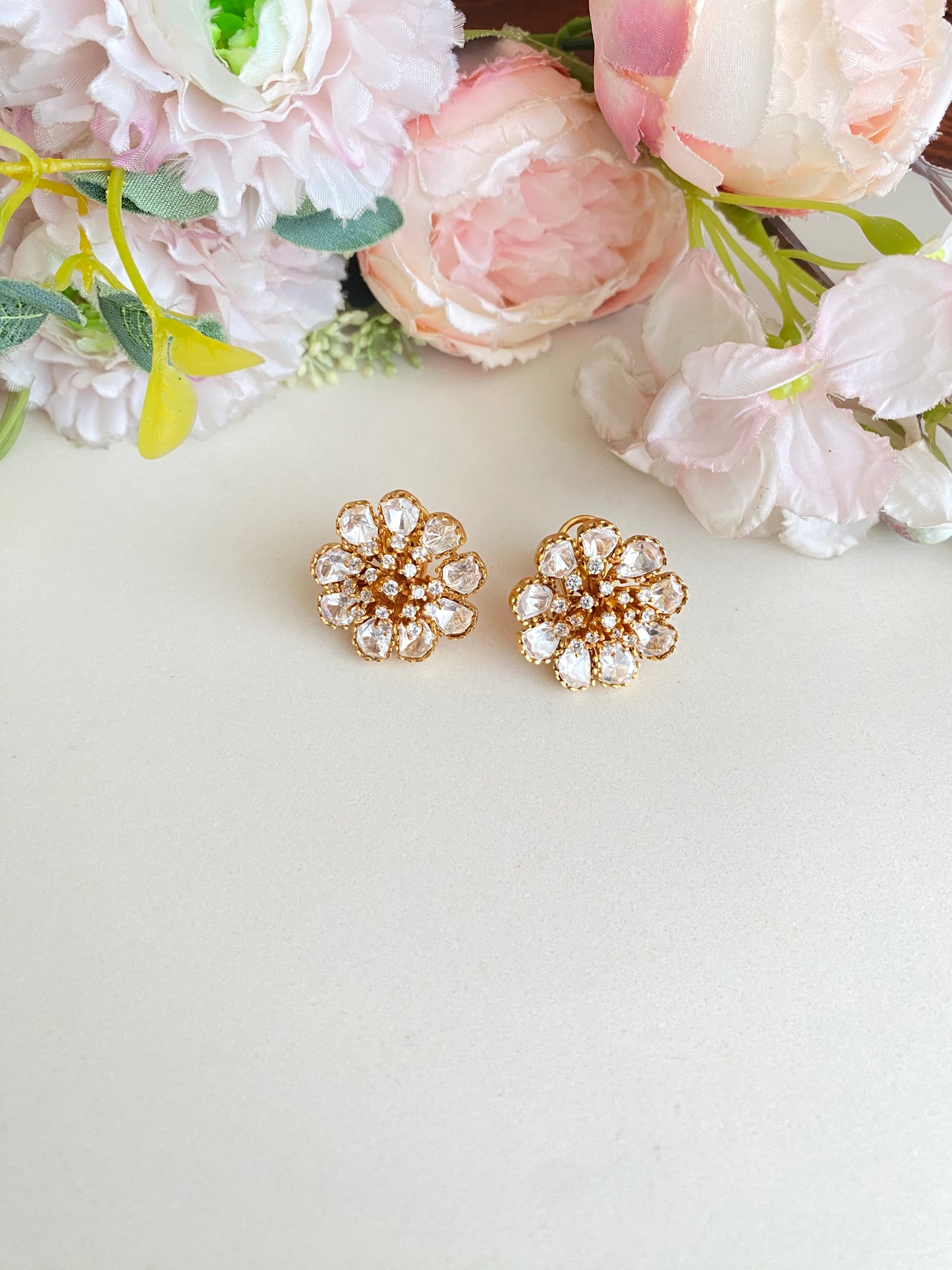 Moissanite Floral Studs