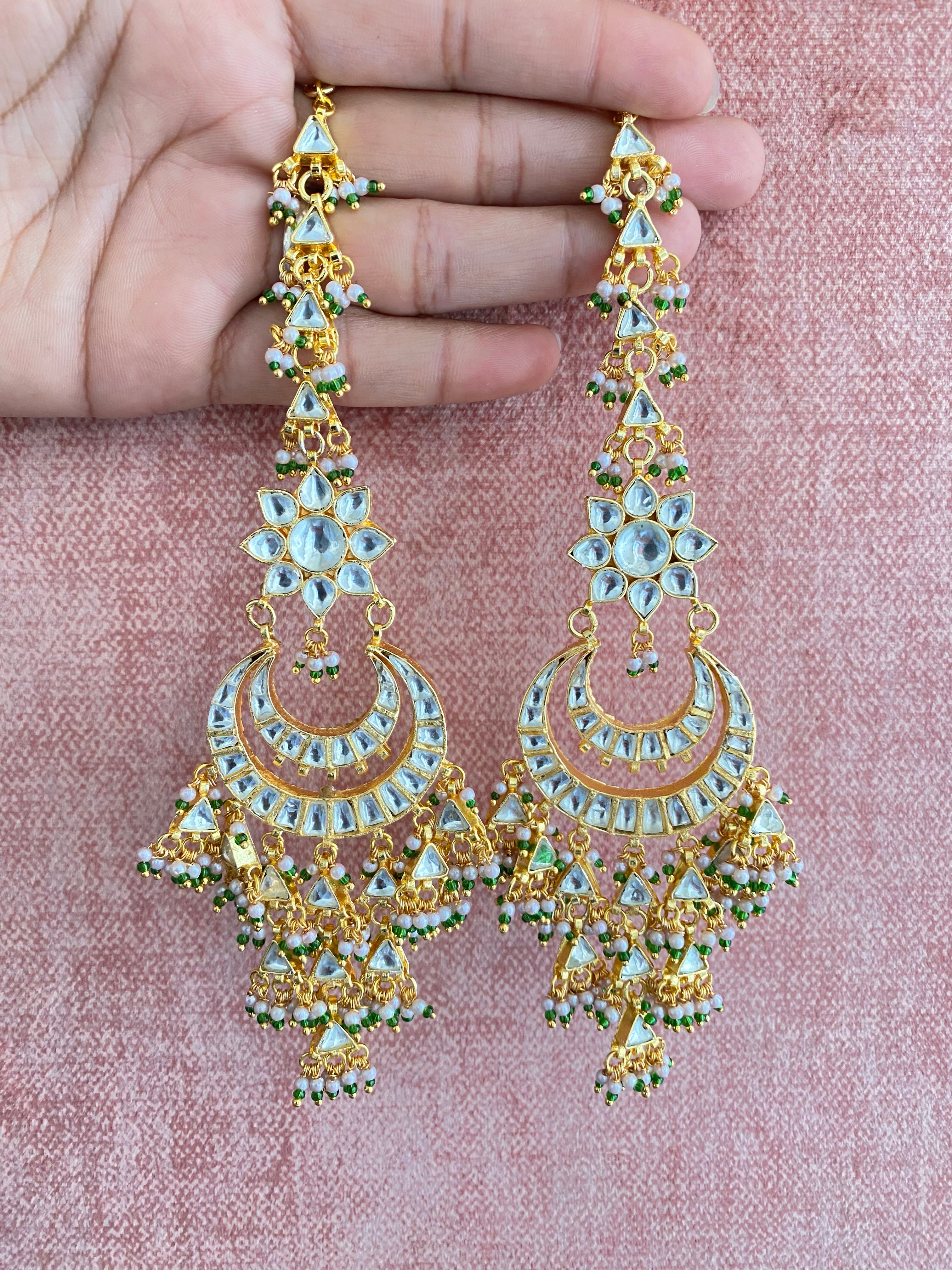 Gold plated Kundan Chandbali Earring