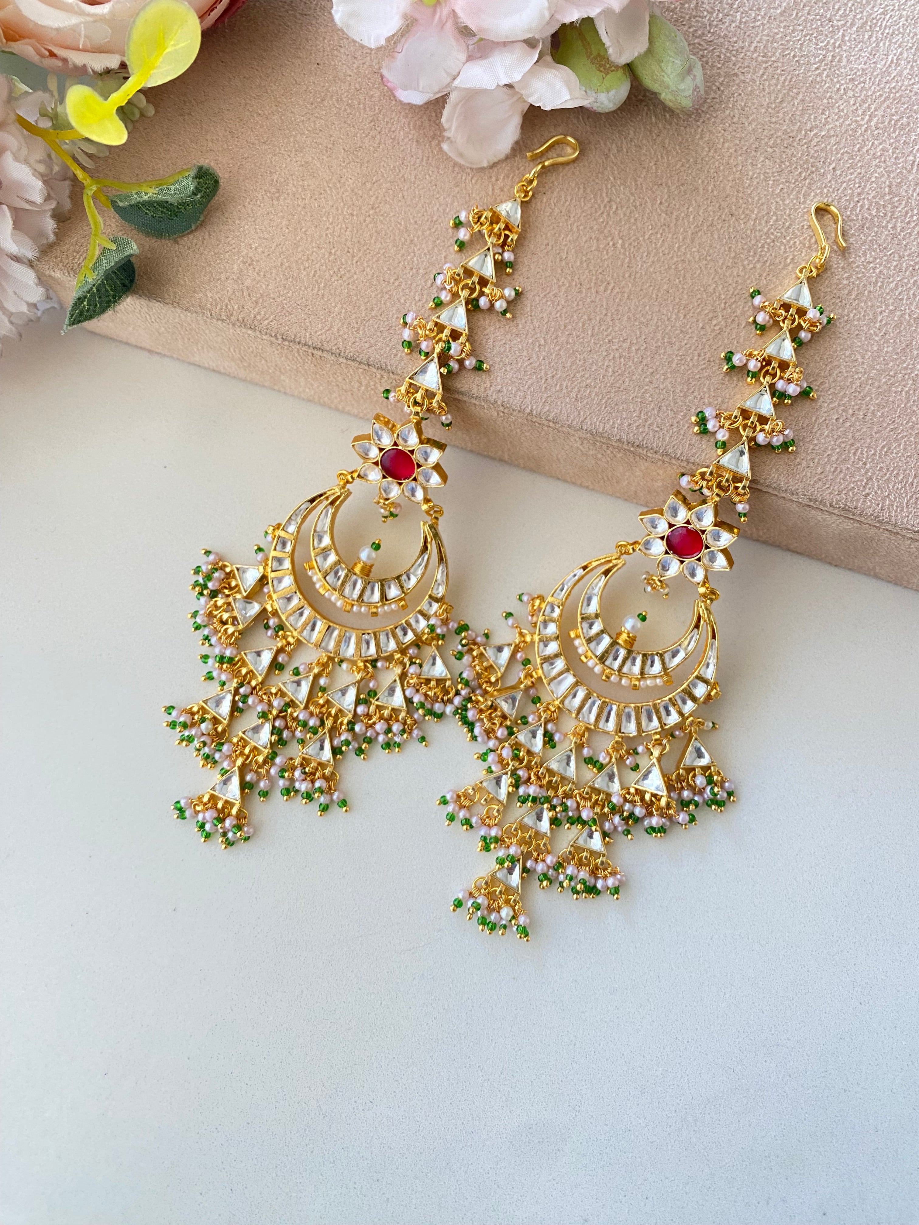 Gold plated Kundan Chandbali Earring