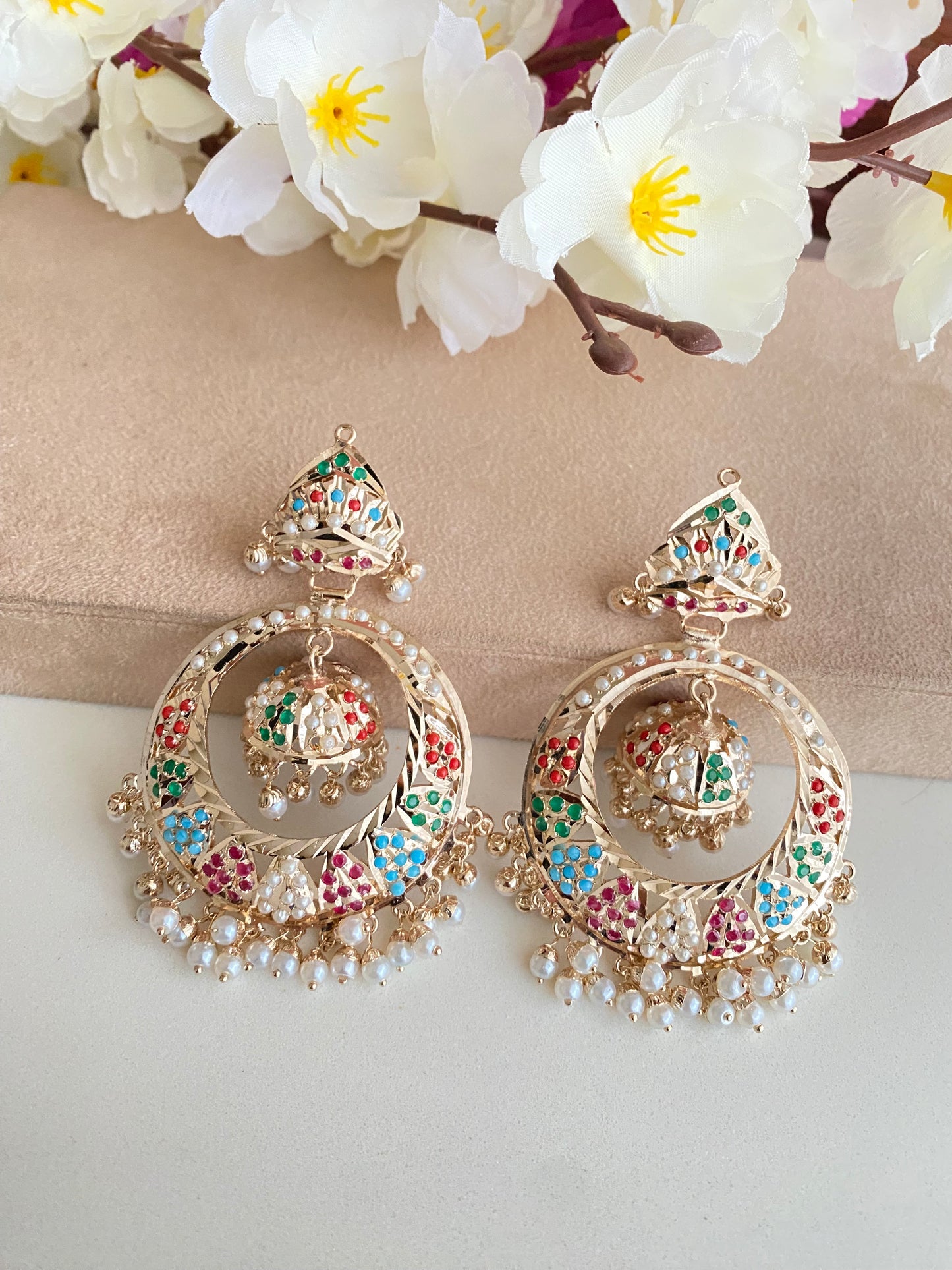 Jadau Jhumka chandbaali Earrings