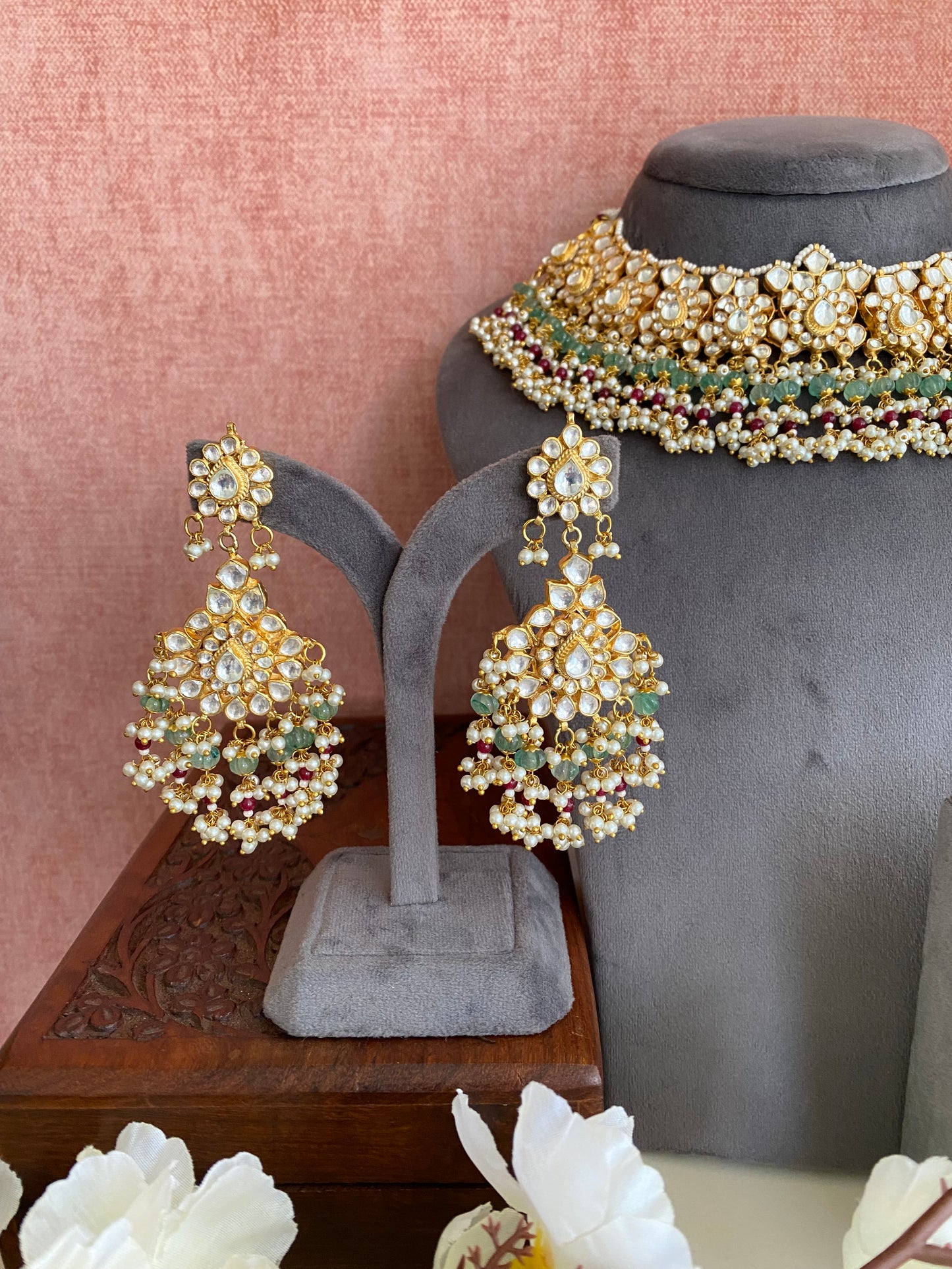 Gold Plated Bridal Kundan Necklace Set