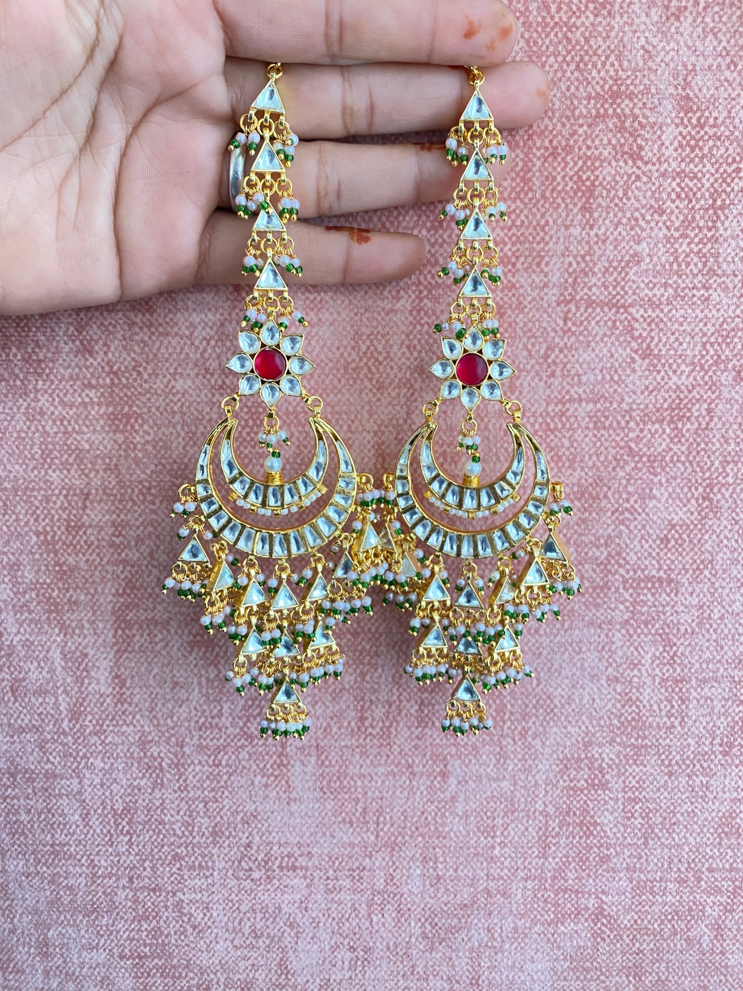 Gold plated Kundan Chandbali Earring