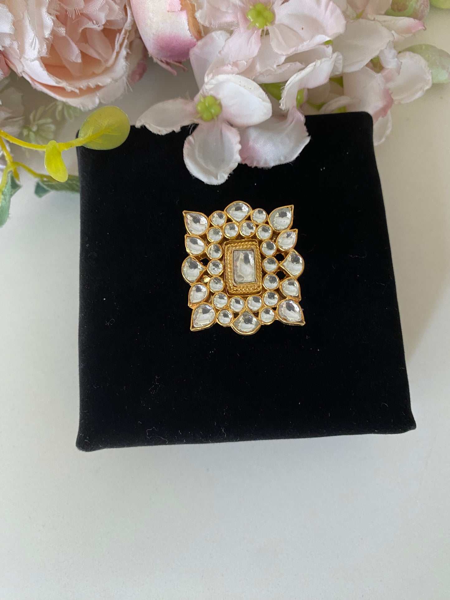 Square Kundan Ring