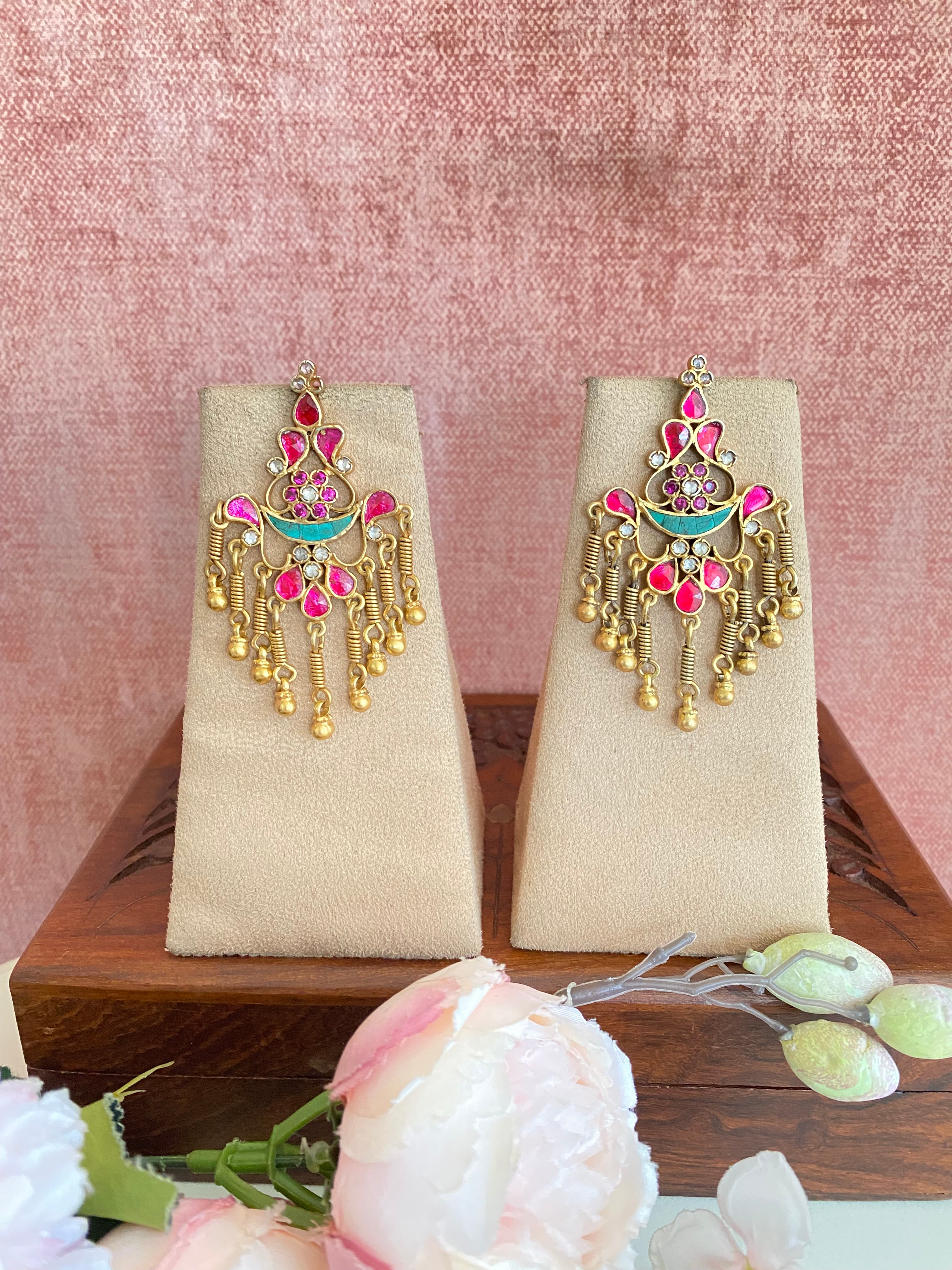 Pink Kundan Earrings