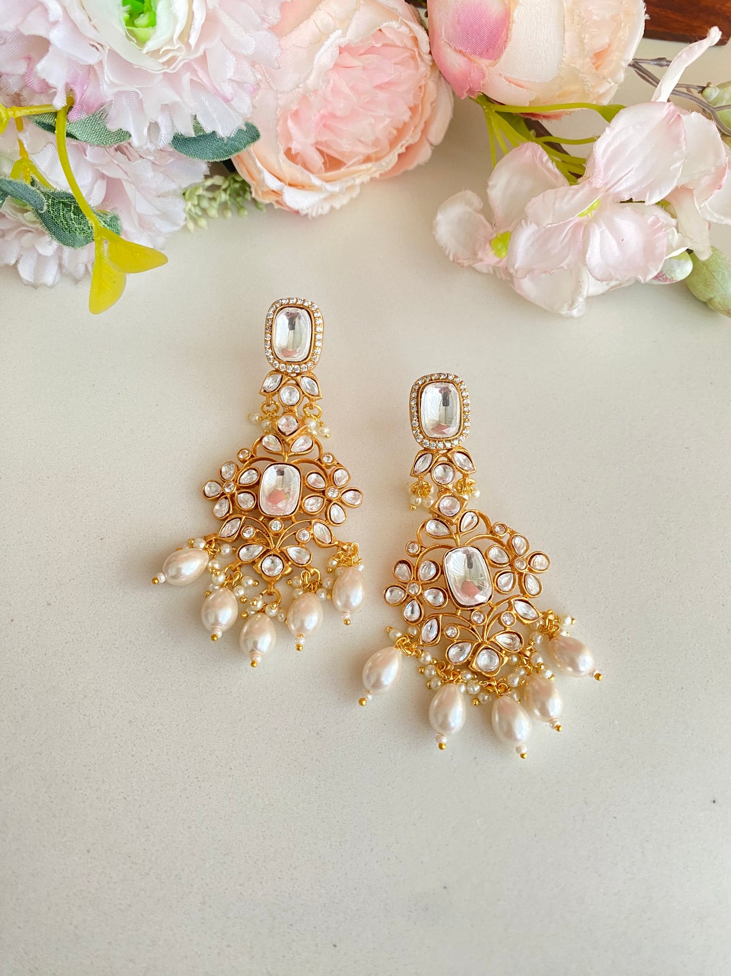 Moissanite Earring in pearl drops