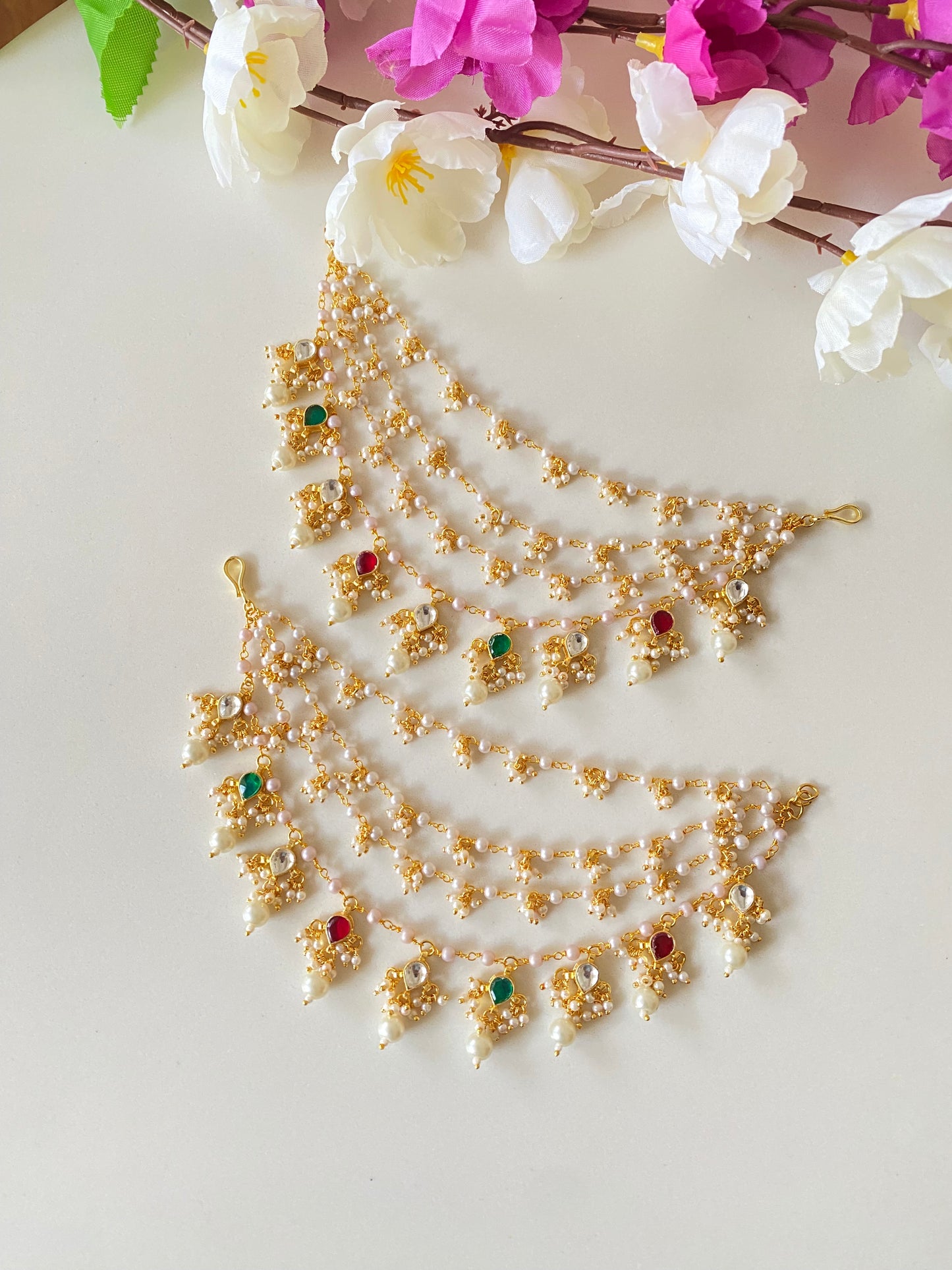 Multicolor kundan Ear Chain