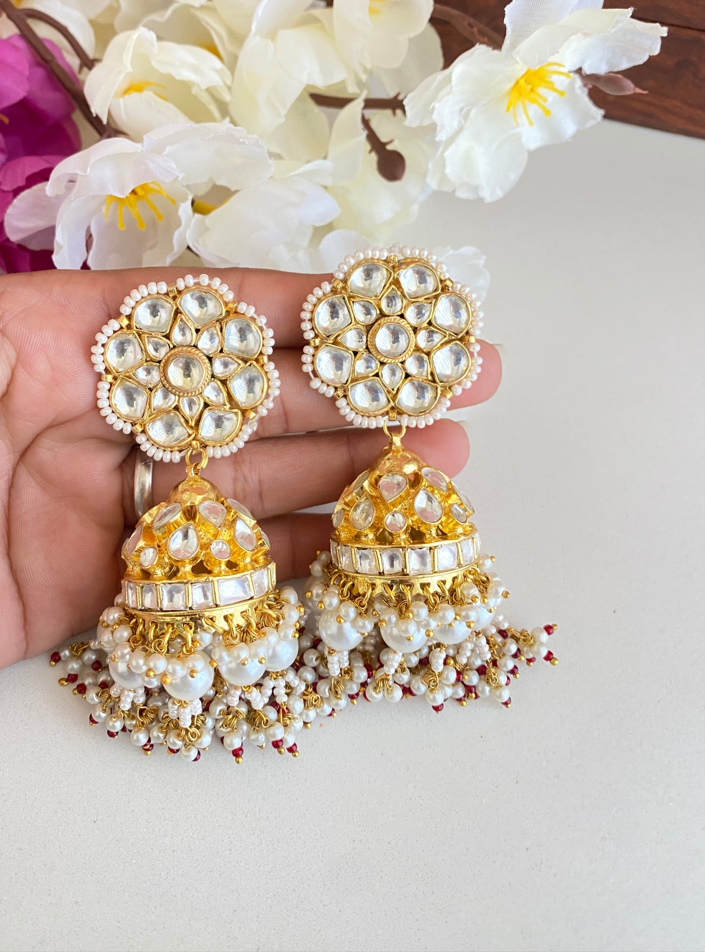 Gold Plated Kundan Jhumka