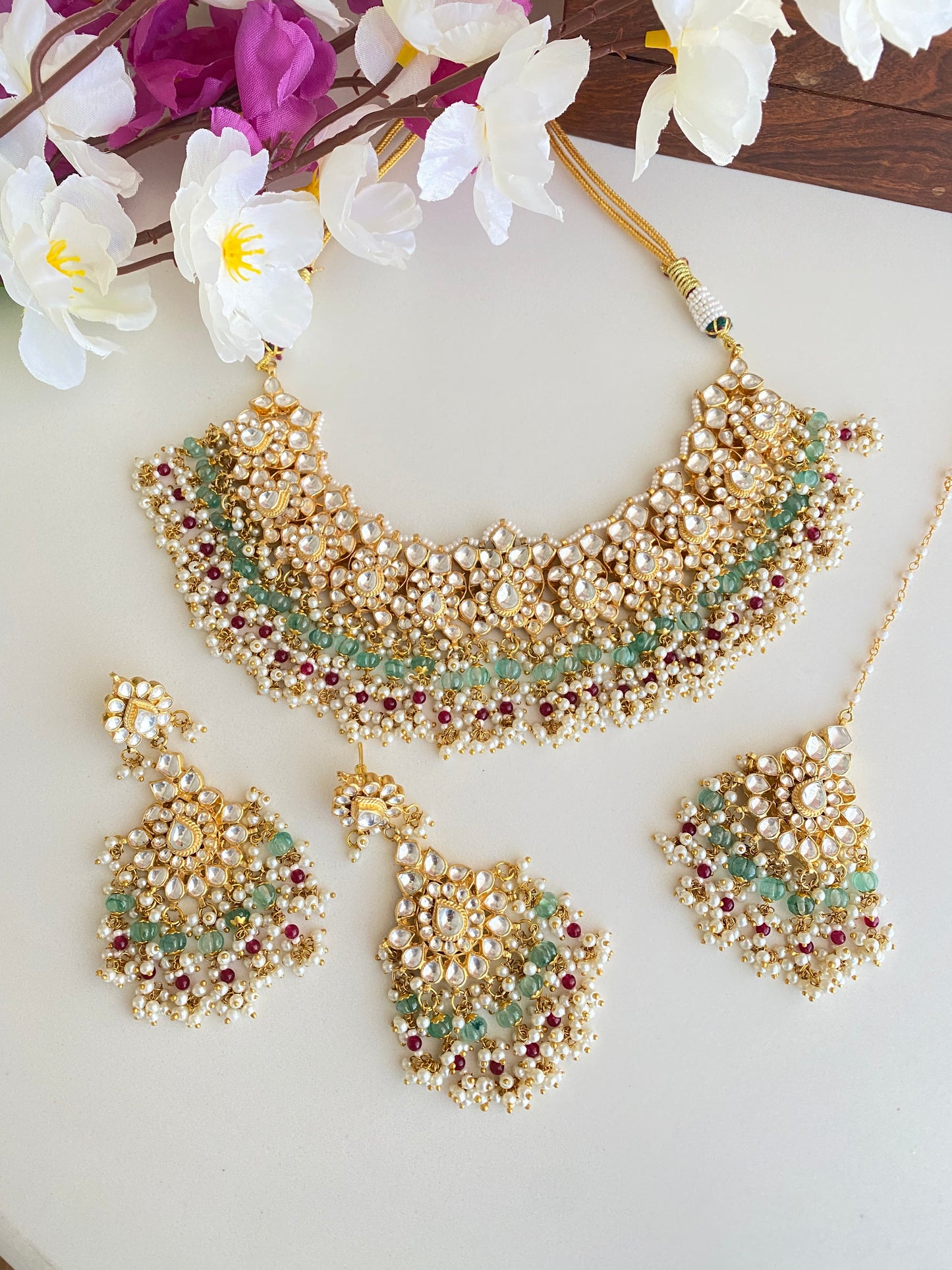 Gold Plated Bridal Kundan Necklace Set