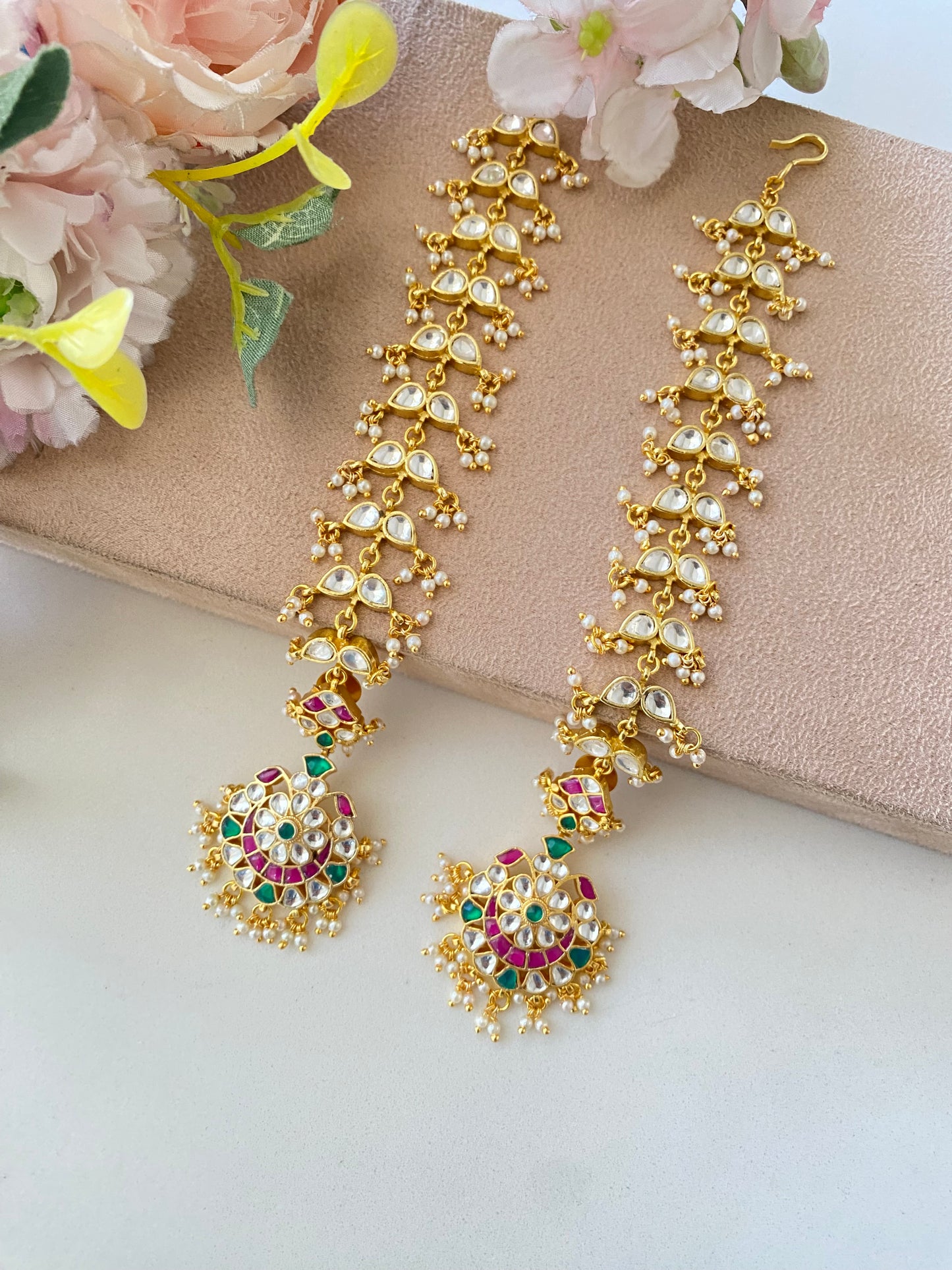 Gold plated Kundan Chandbaali Earring