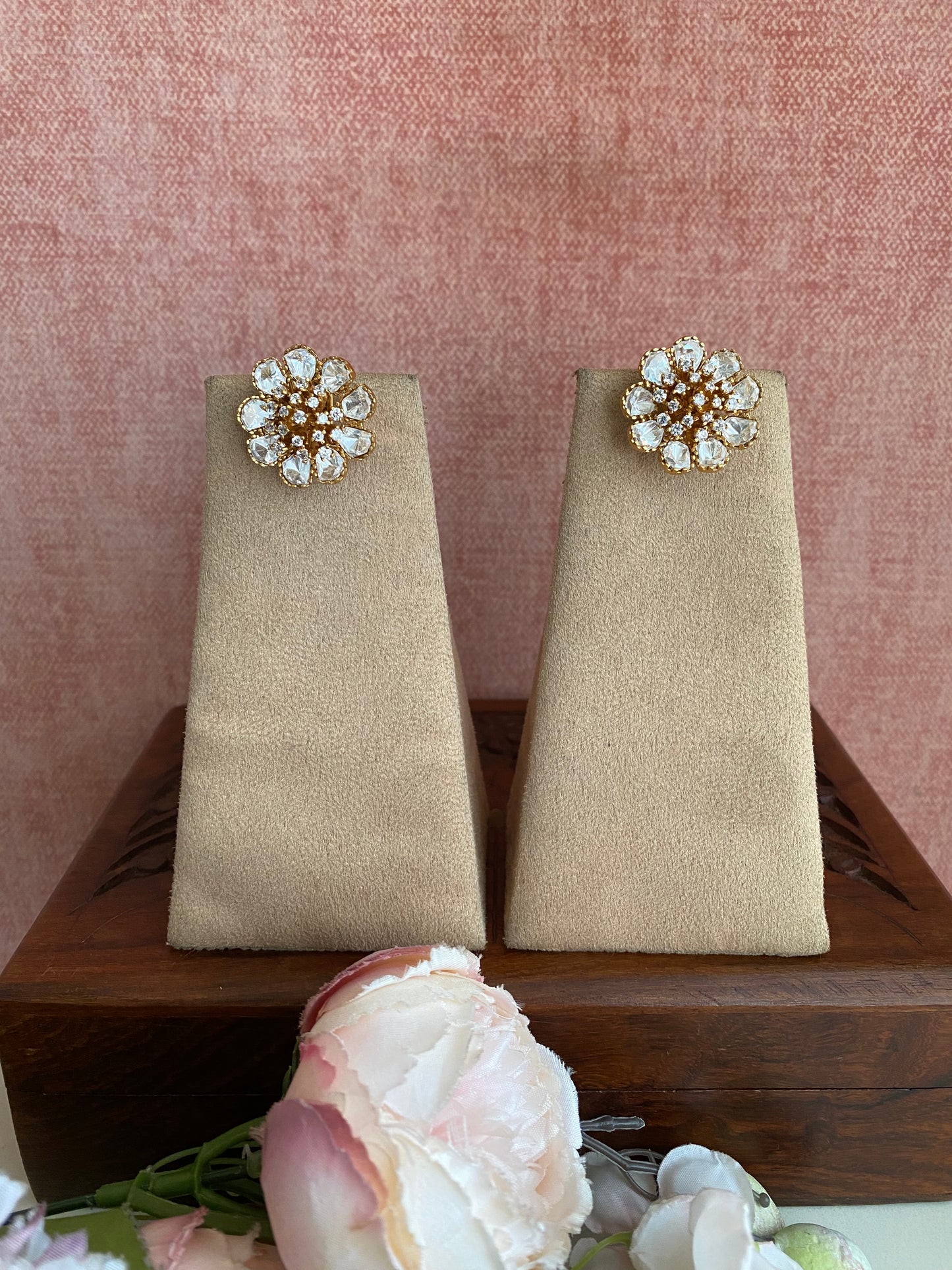 Moissanite Floral Studs