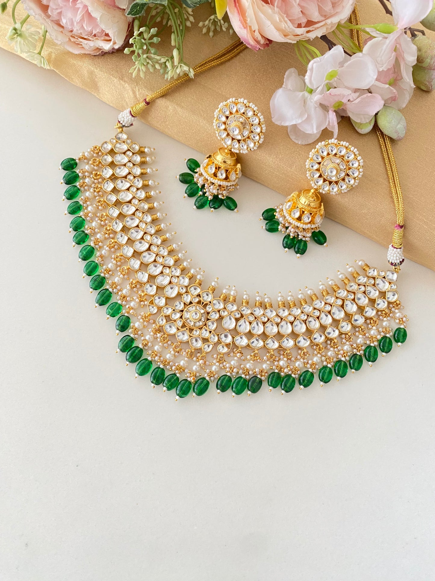 Kundan Necklace Set With Jhumka