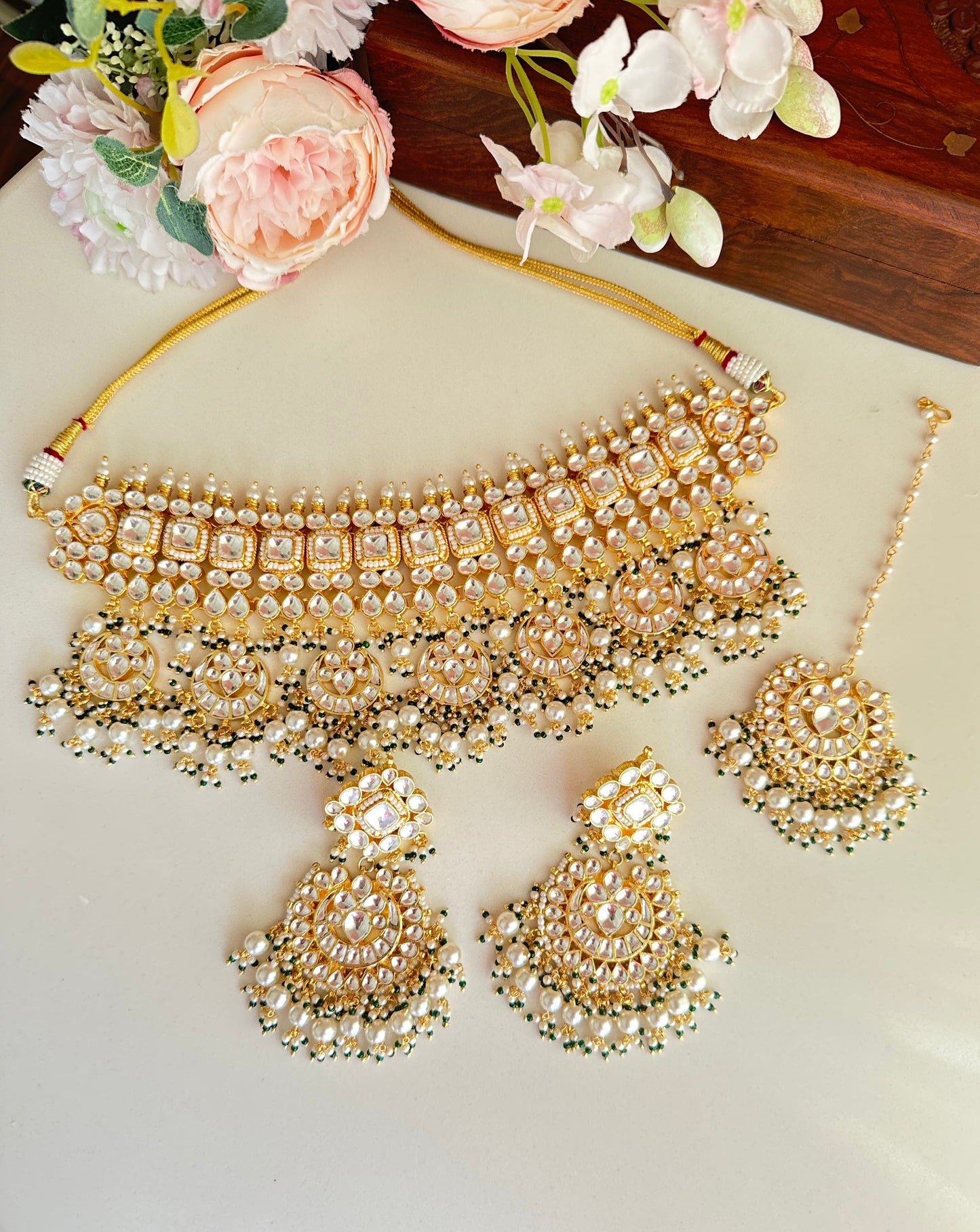 Kundan Bridal Choker set in pearl