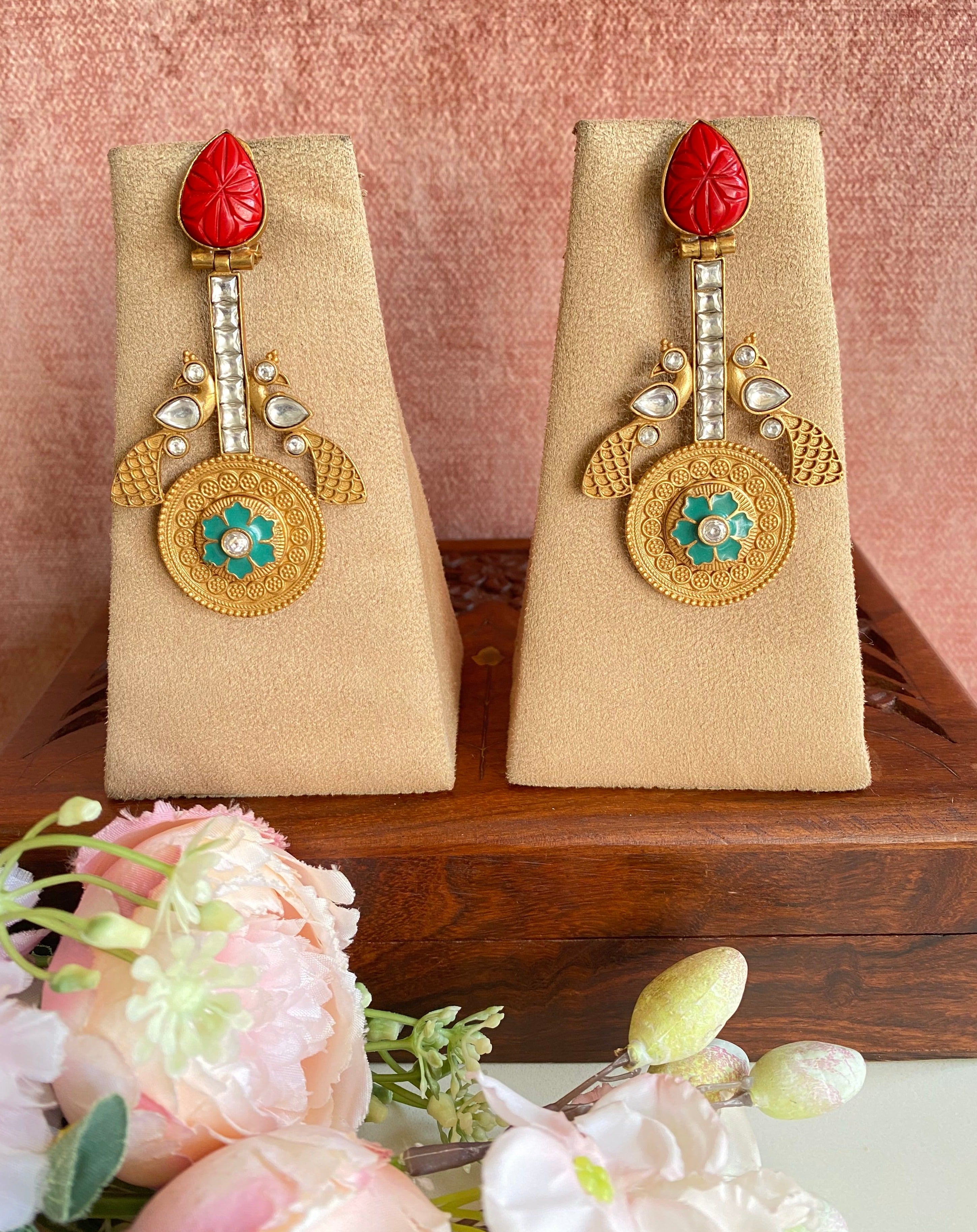 Coral stone Earrings