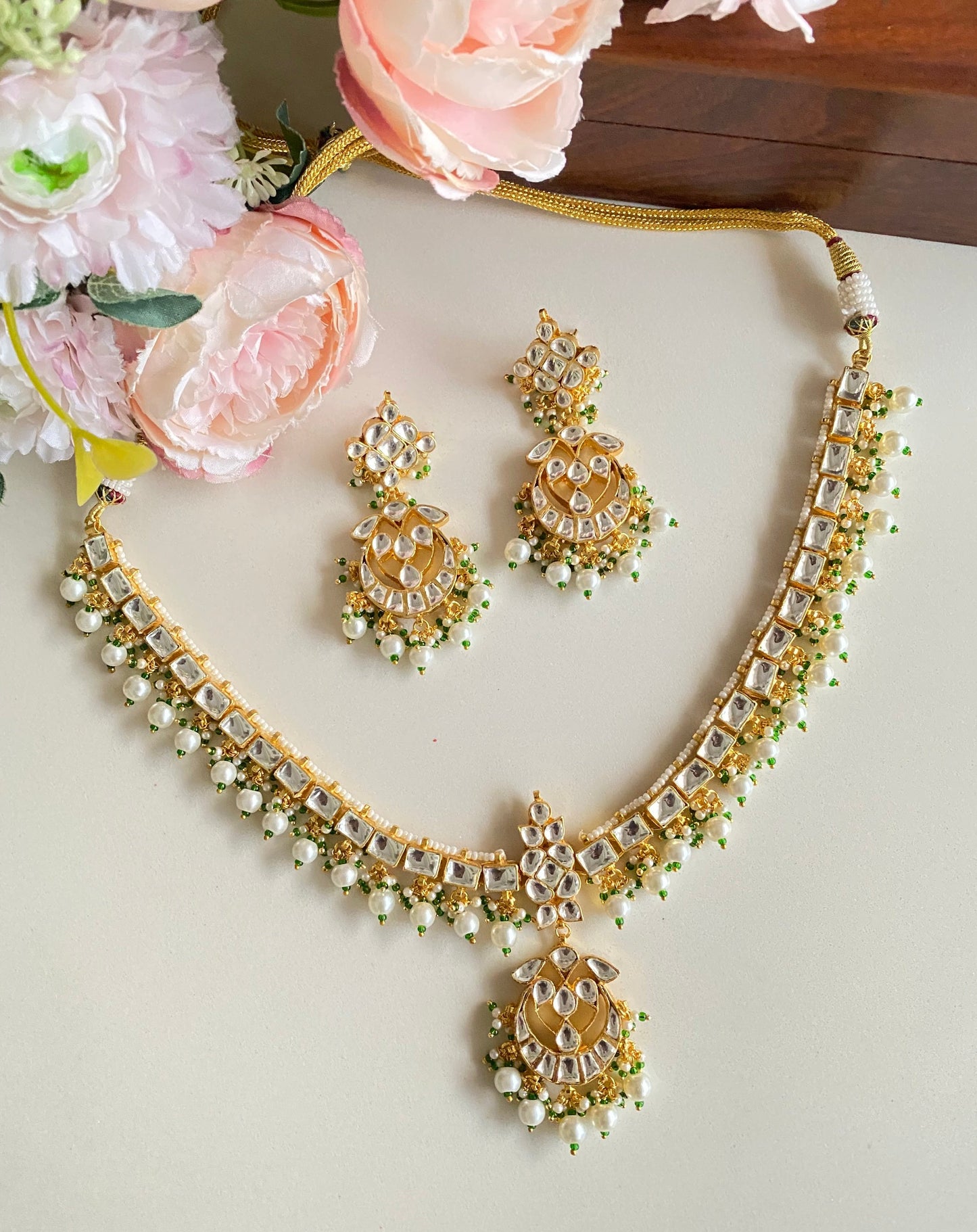 Kundan necklace Set With Pearl Drops