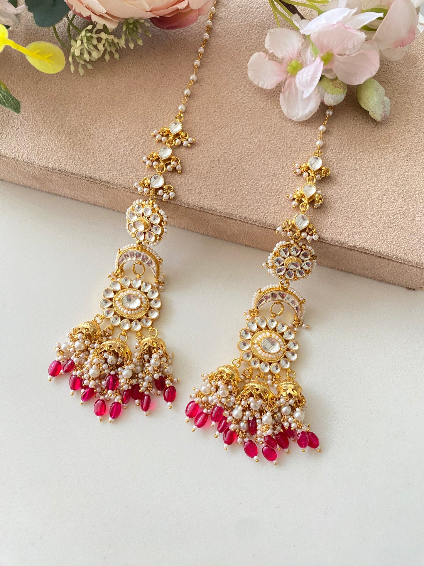 Gold plated Kundan Chandbaali Earring