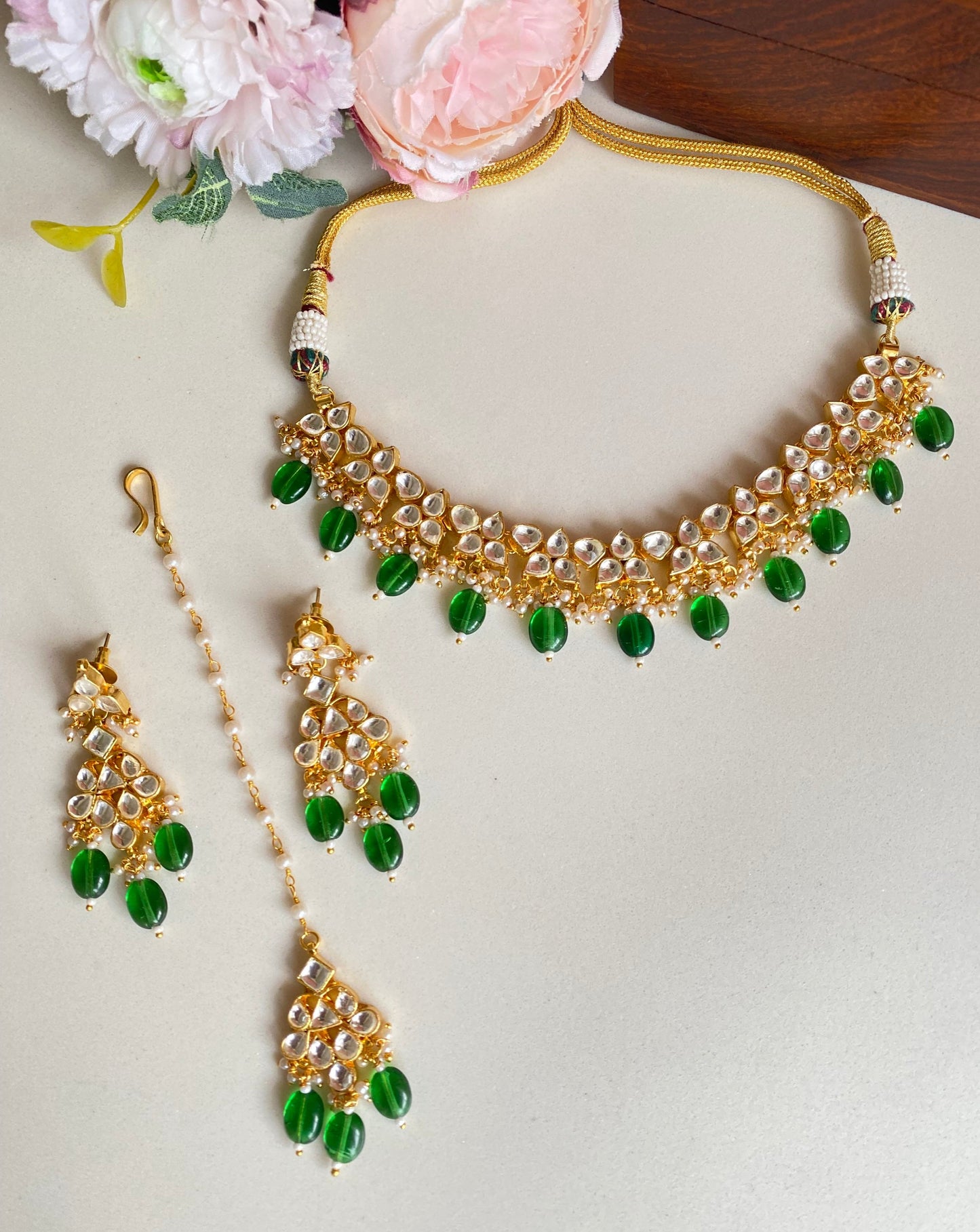 Kundan Gold plated Necklace Set with tikka