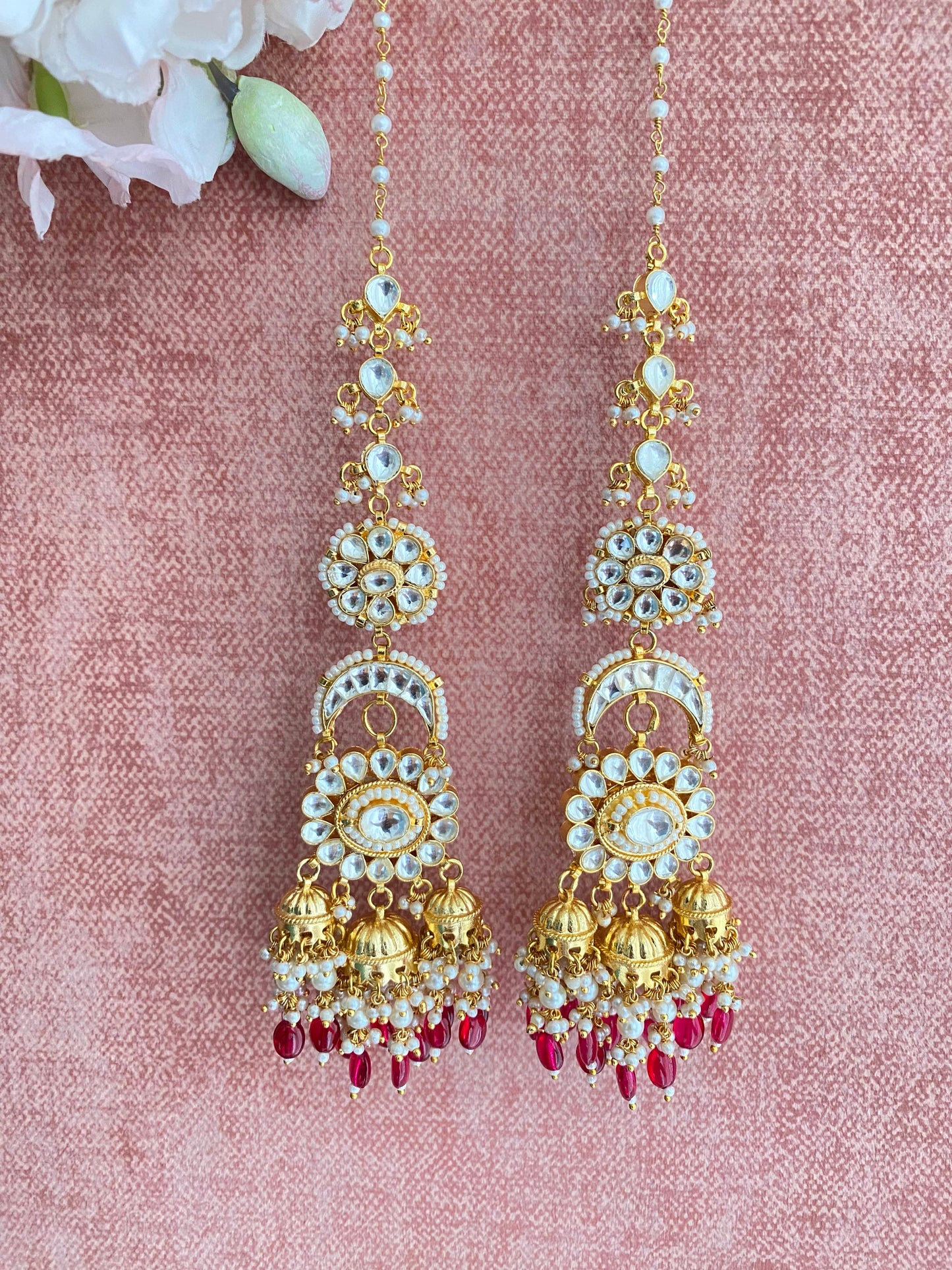 Gold plated Kundan Chandbaali Earring