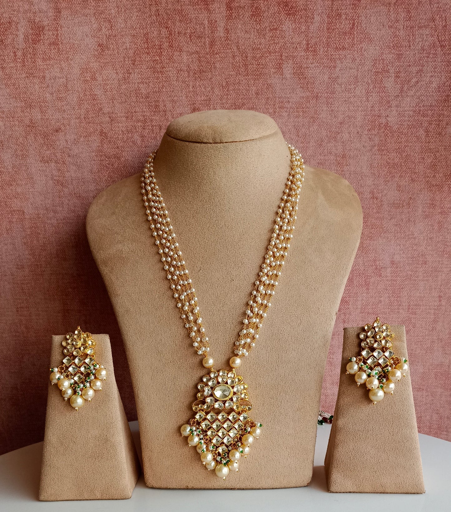 Kundan Necklace set with Pearl drops