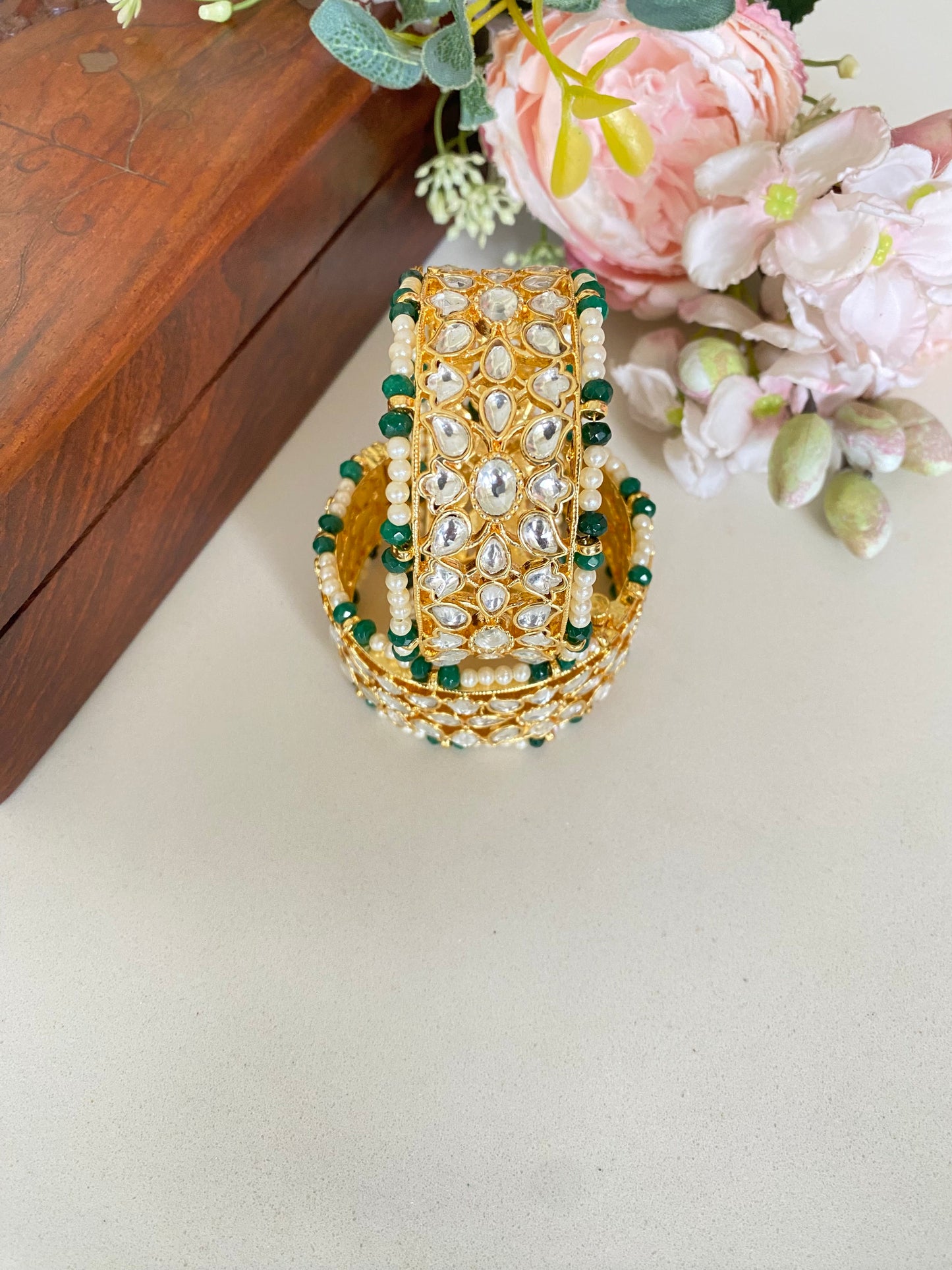 White Kundan Bangle