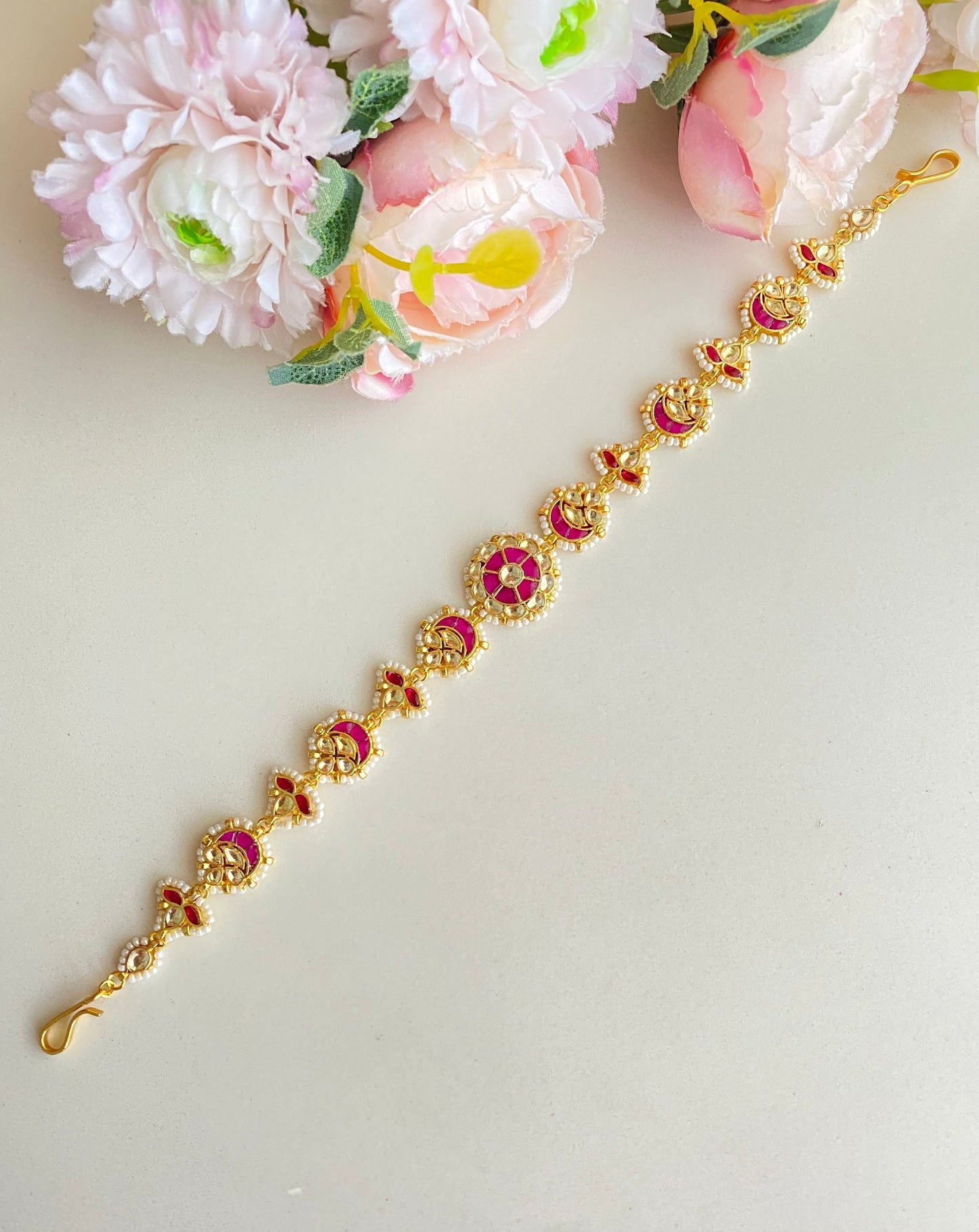 Pink Kundan Sheeshphool