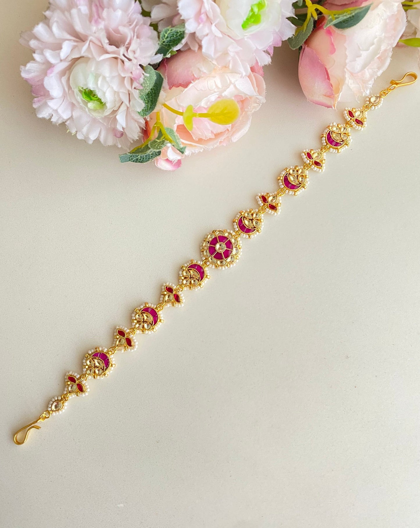 Pink Kundan Sheeshphool