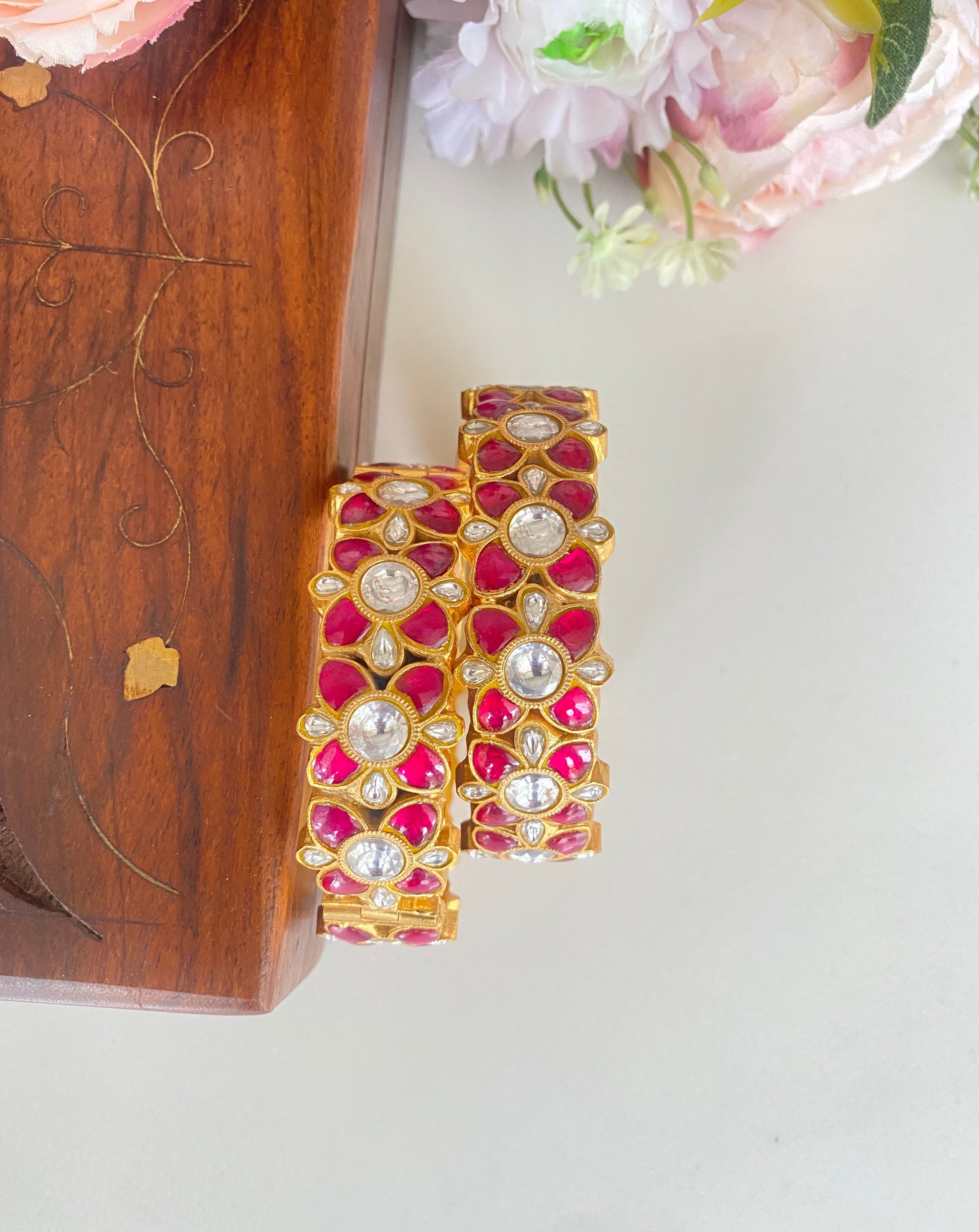 Pink Kundan Bangle