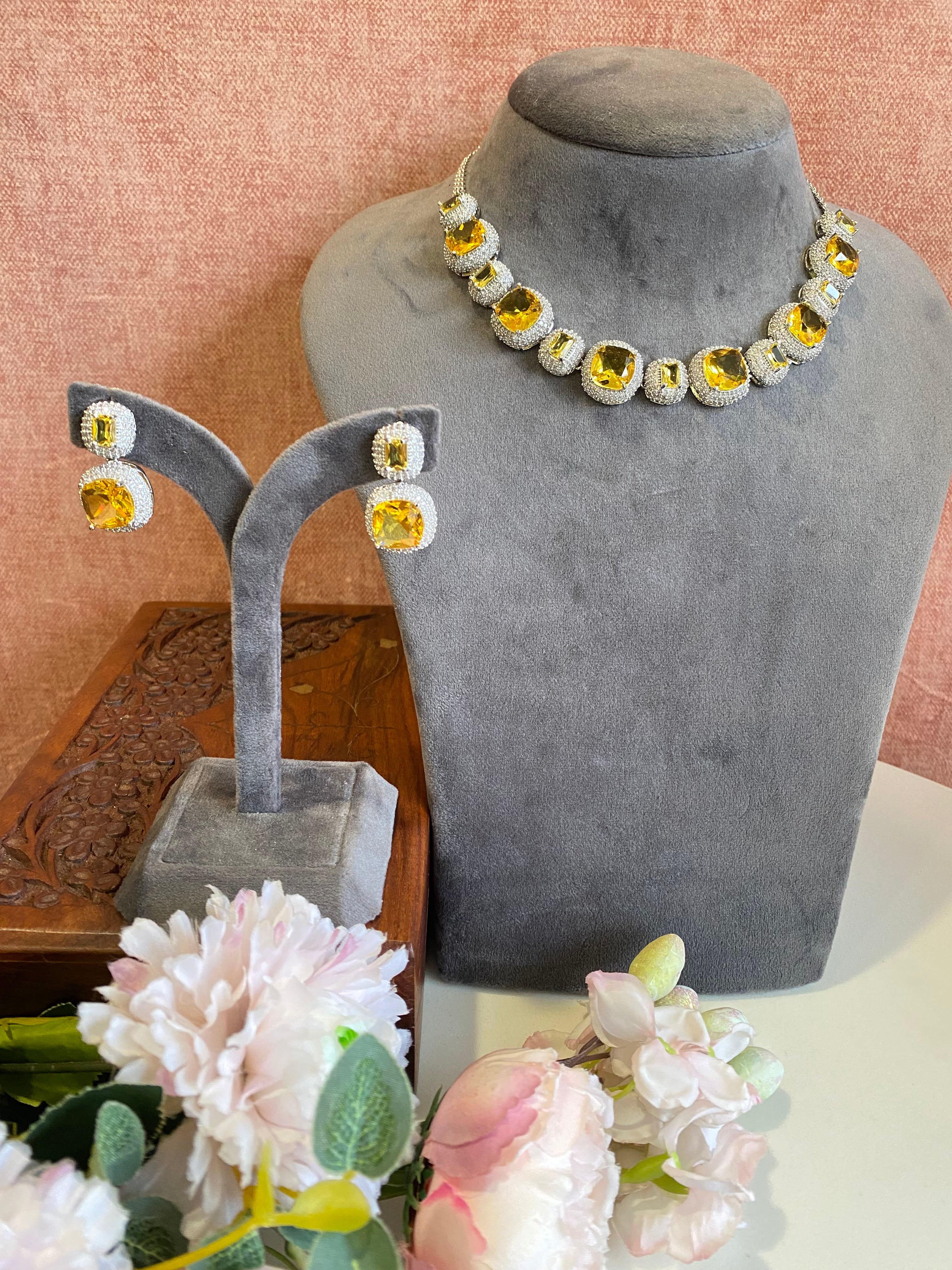 Citrine and Diamond Necklace set