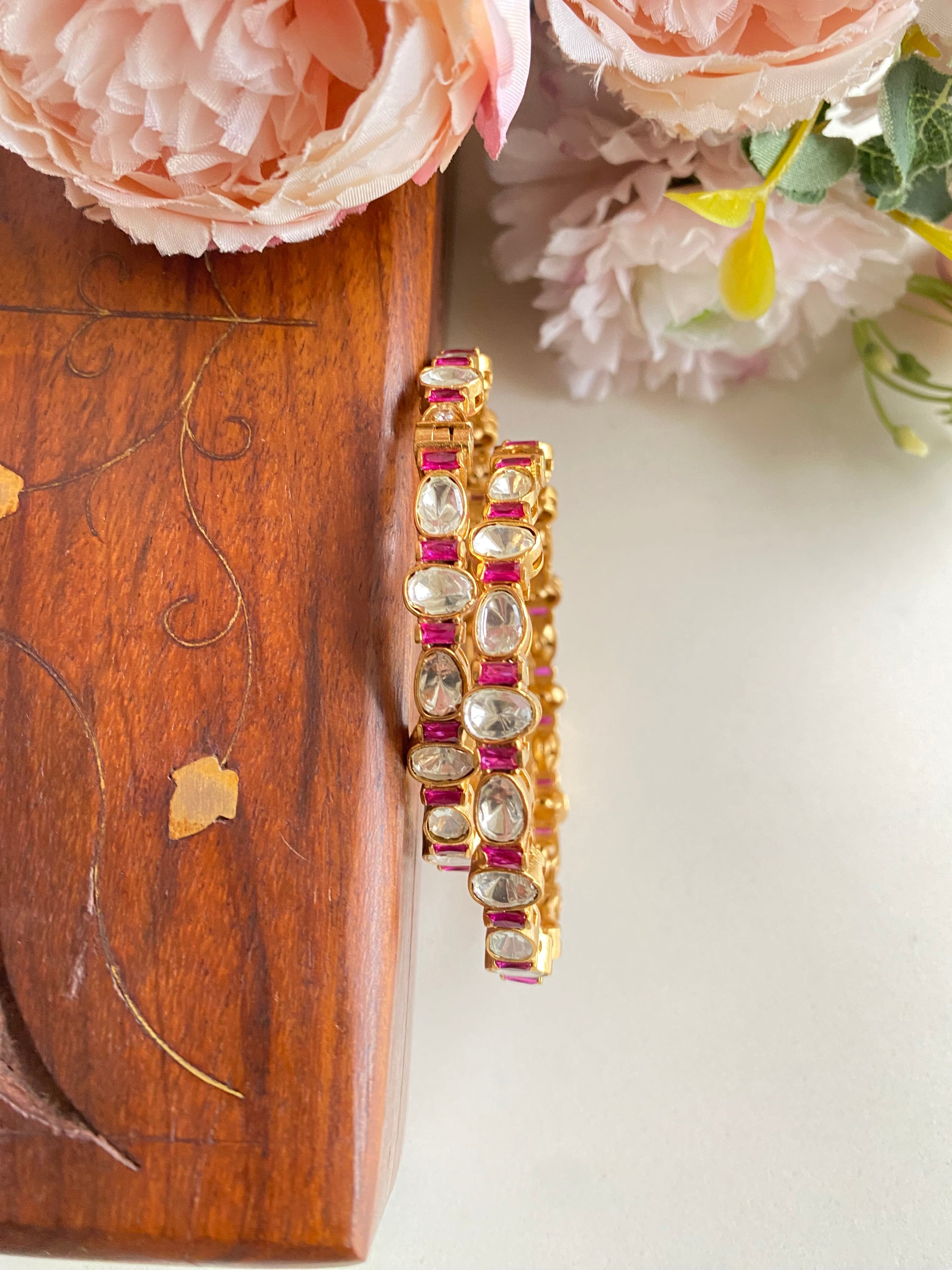 Pink Kundan Bangle Pair