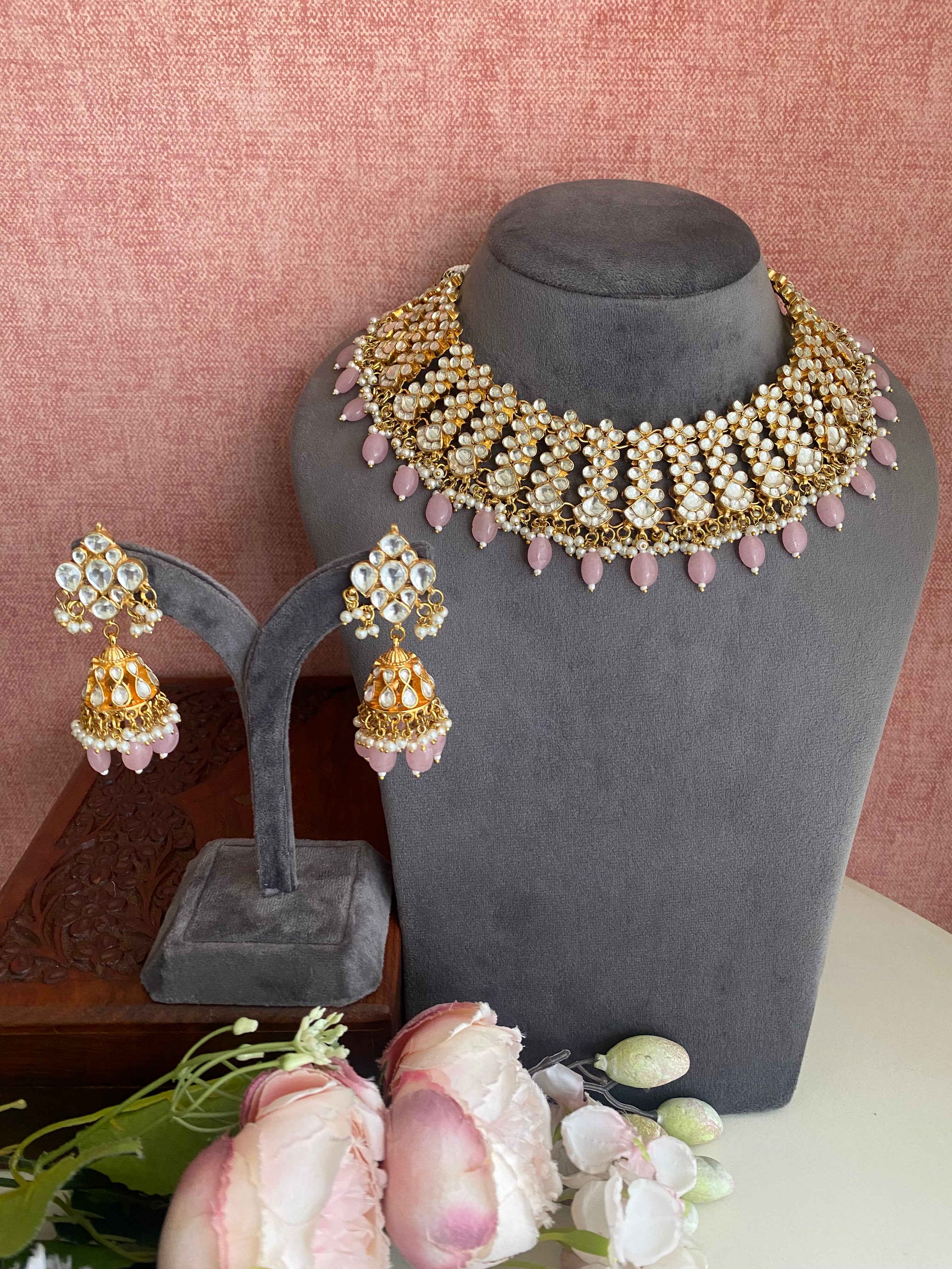 Kundan Necklace Set with Jhumka