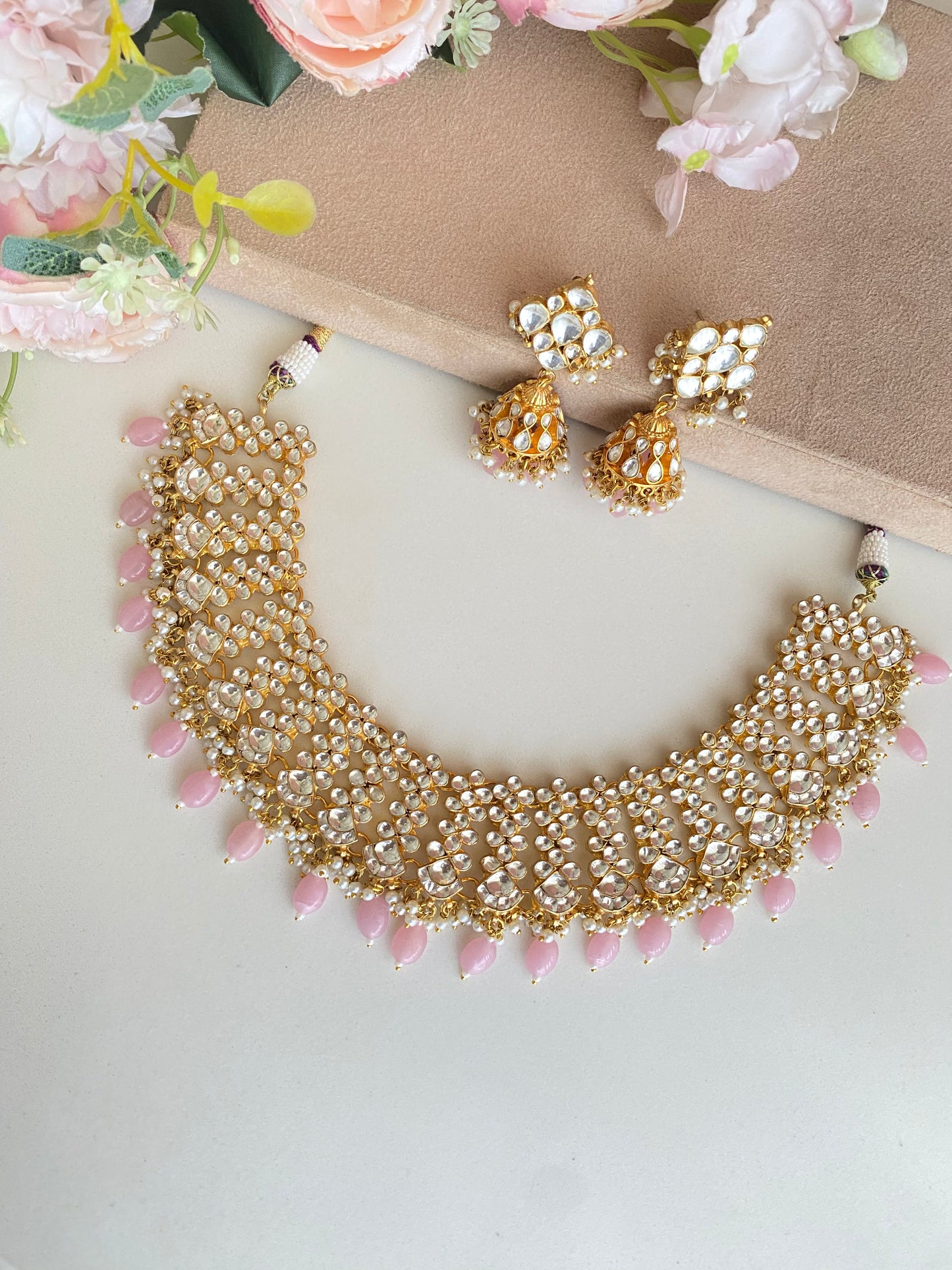 Kundan Necklace Set with Jhumka