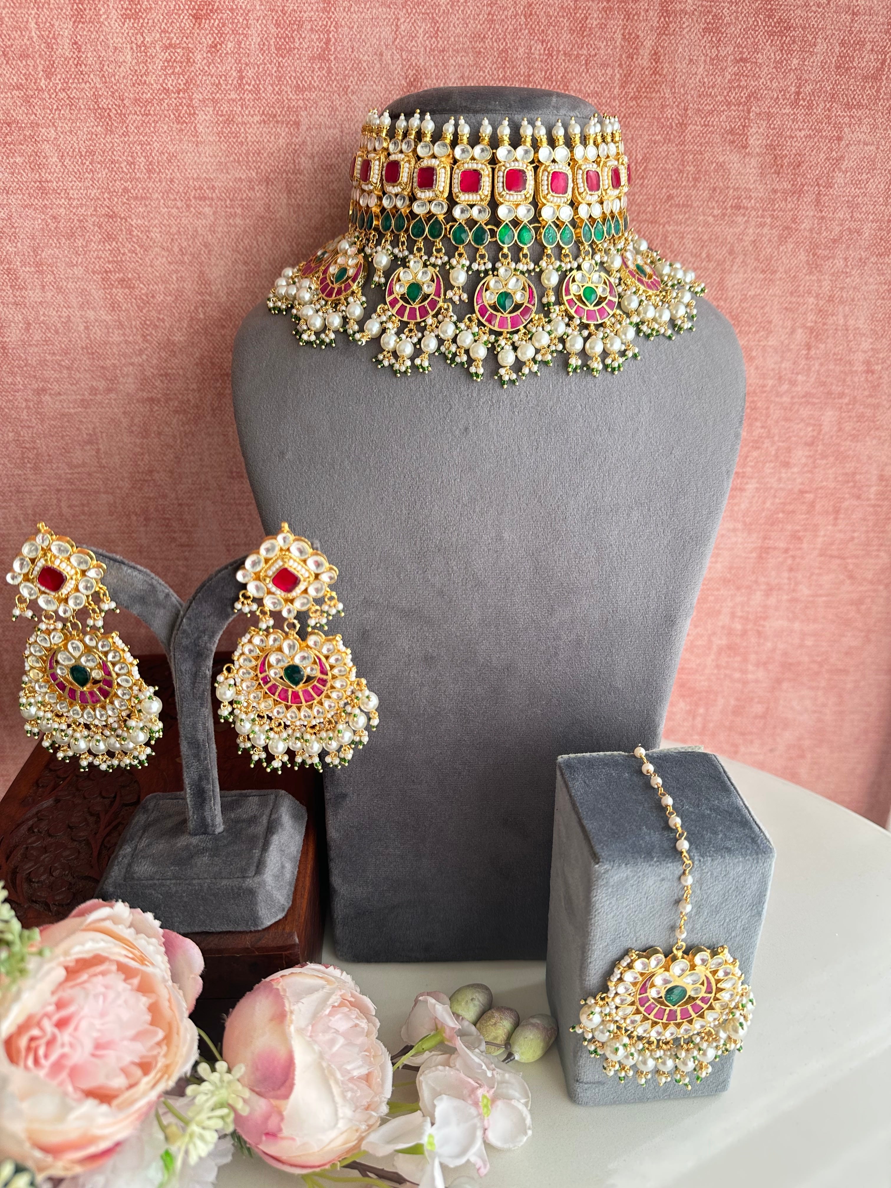 Kundan Bridal Choker set in pearl