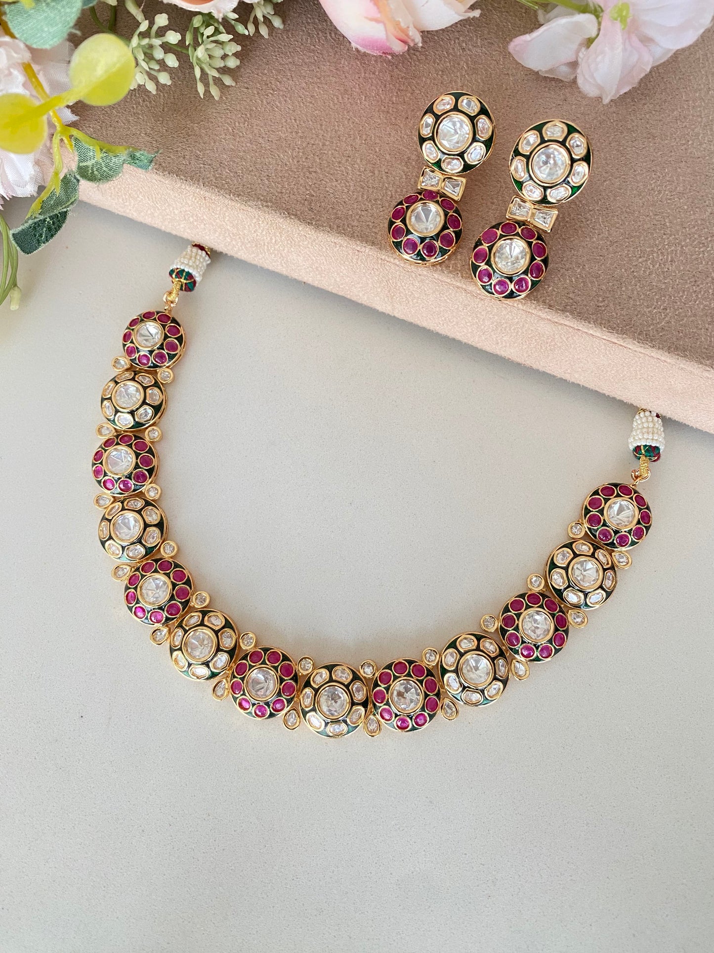 Faux polki necklace set