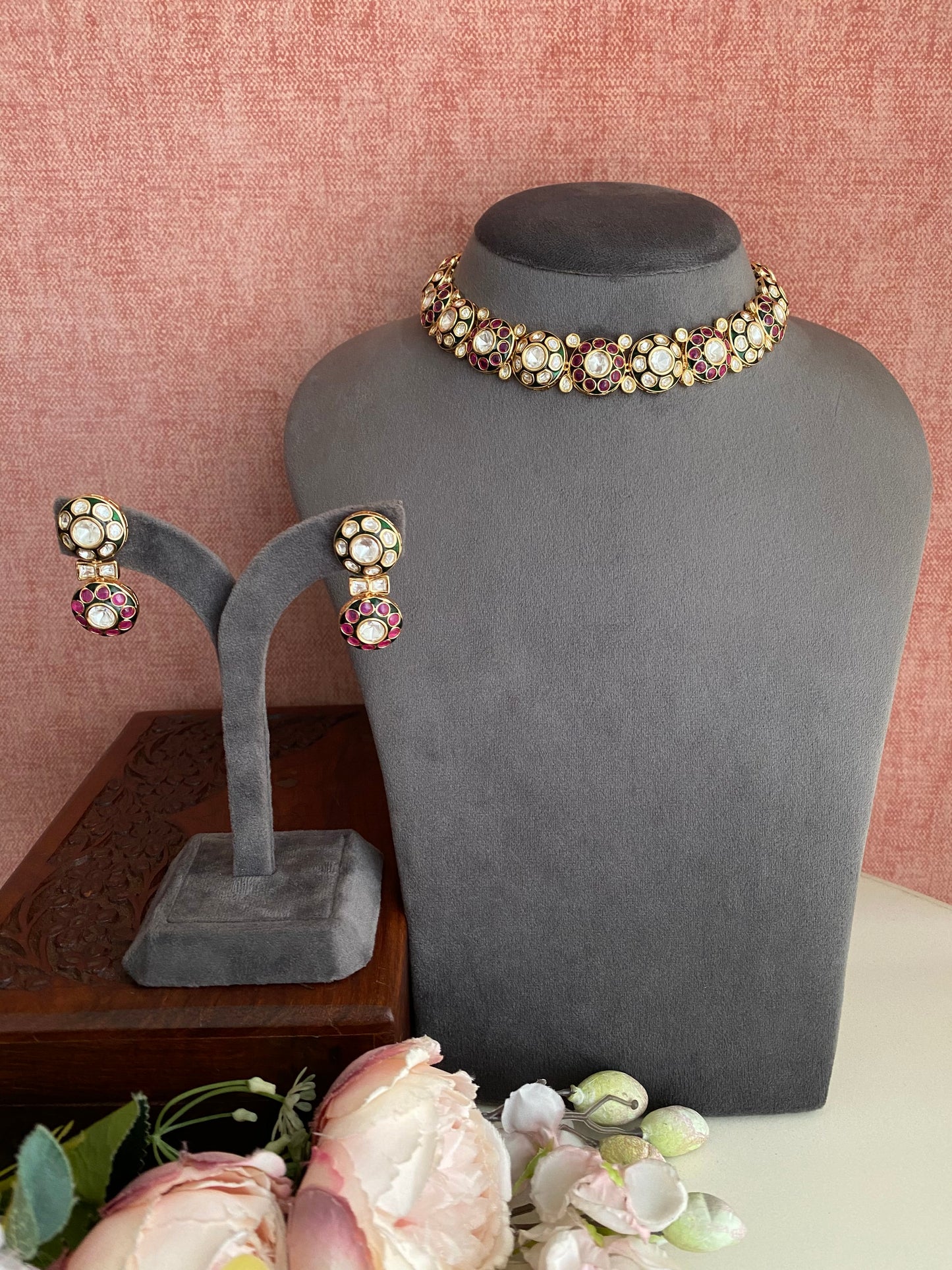 Faux polki necklace set