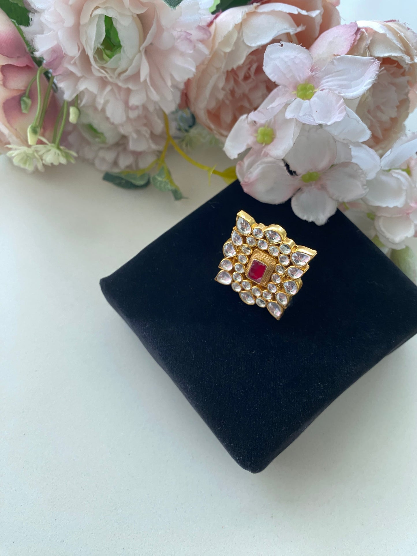 Square Kundan Ring