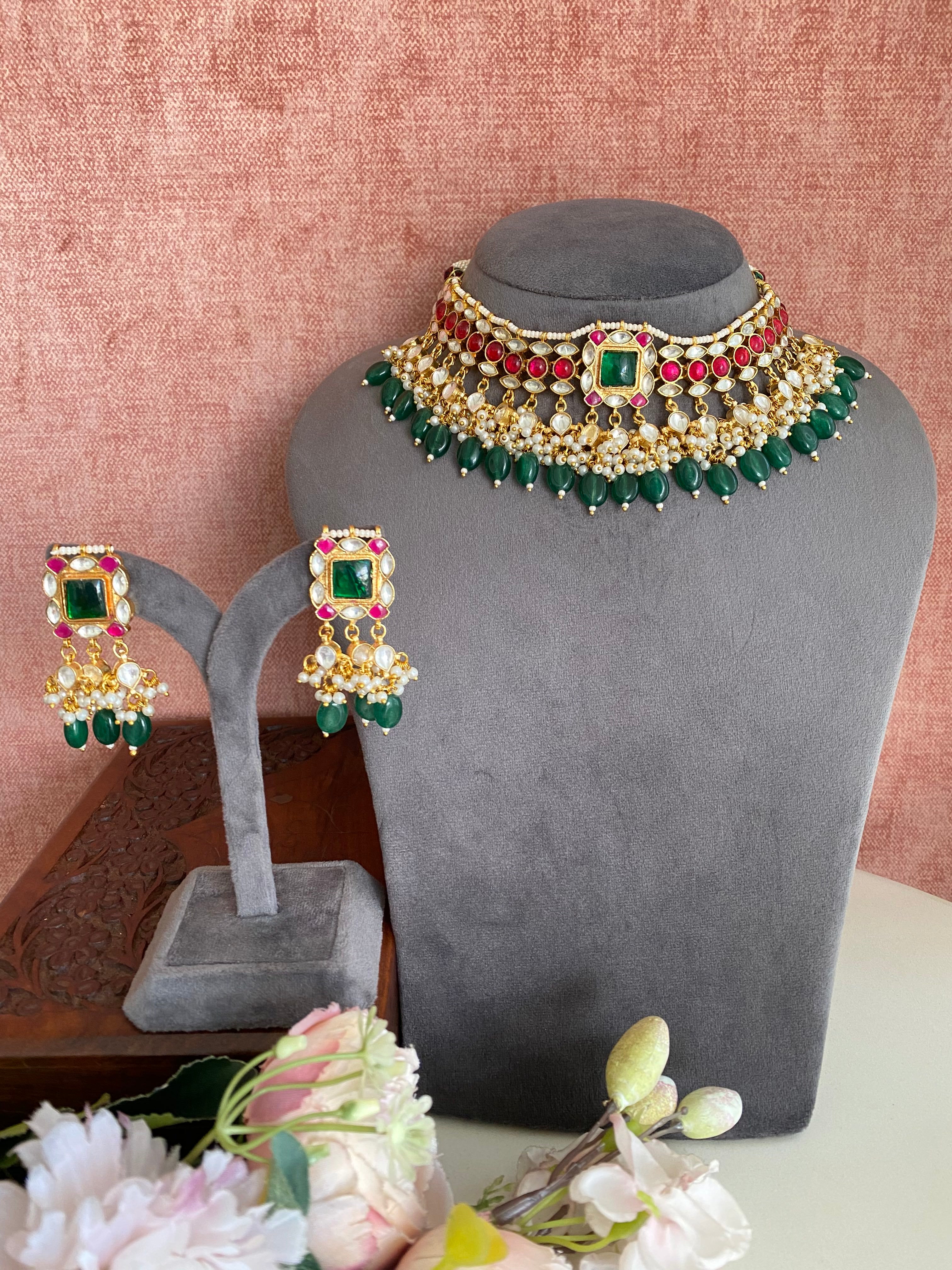 Pink Kundan Necklace set