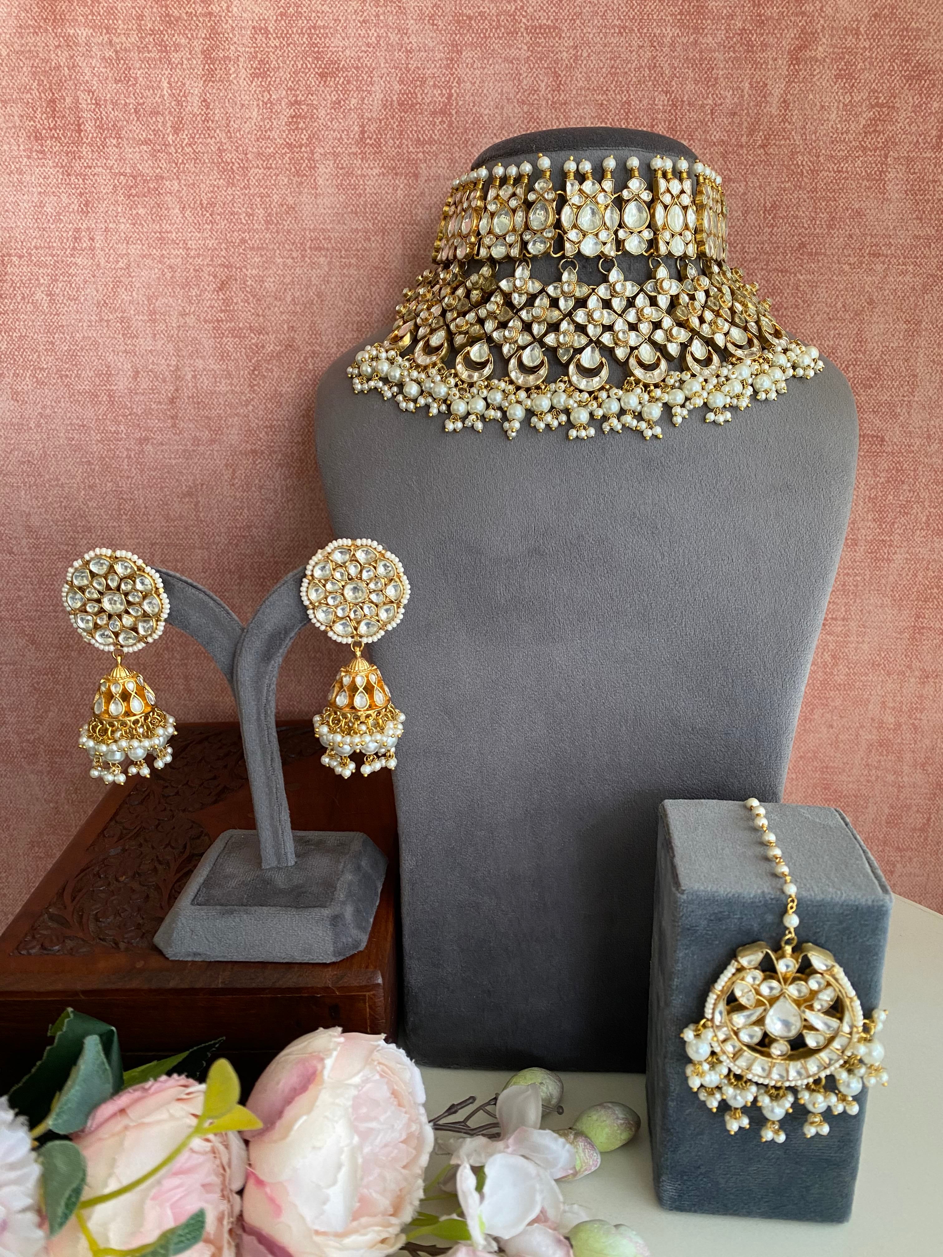 Kundan Necklace Set with Jhumka