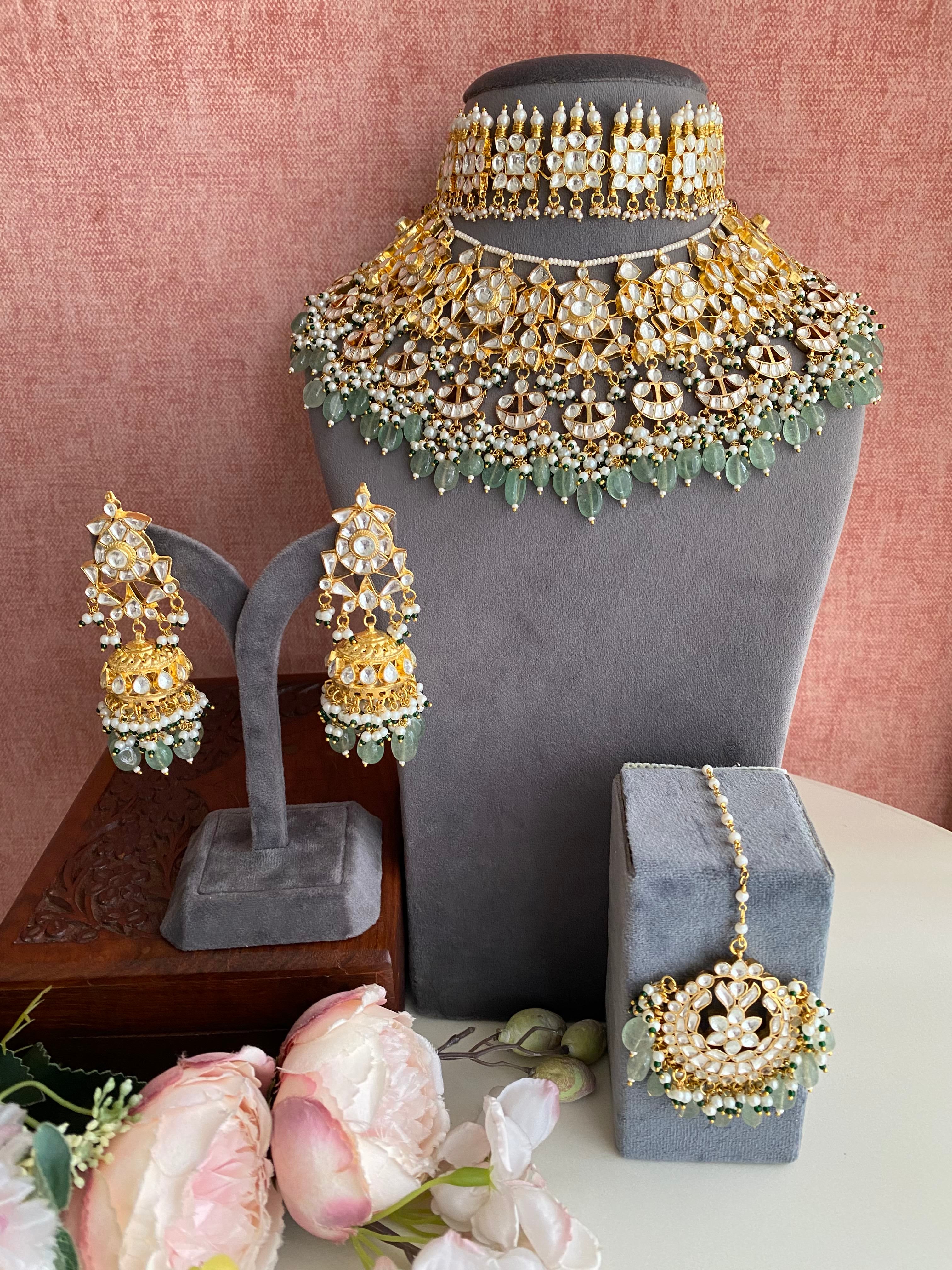 Kundan bridal set in Mint Drops