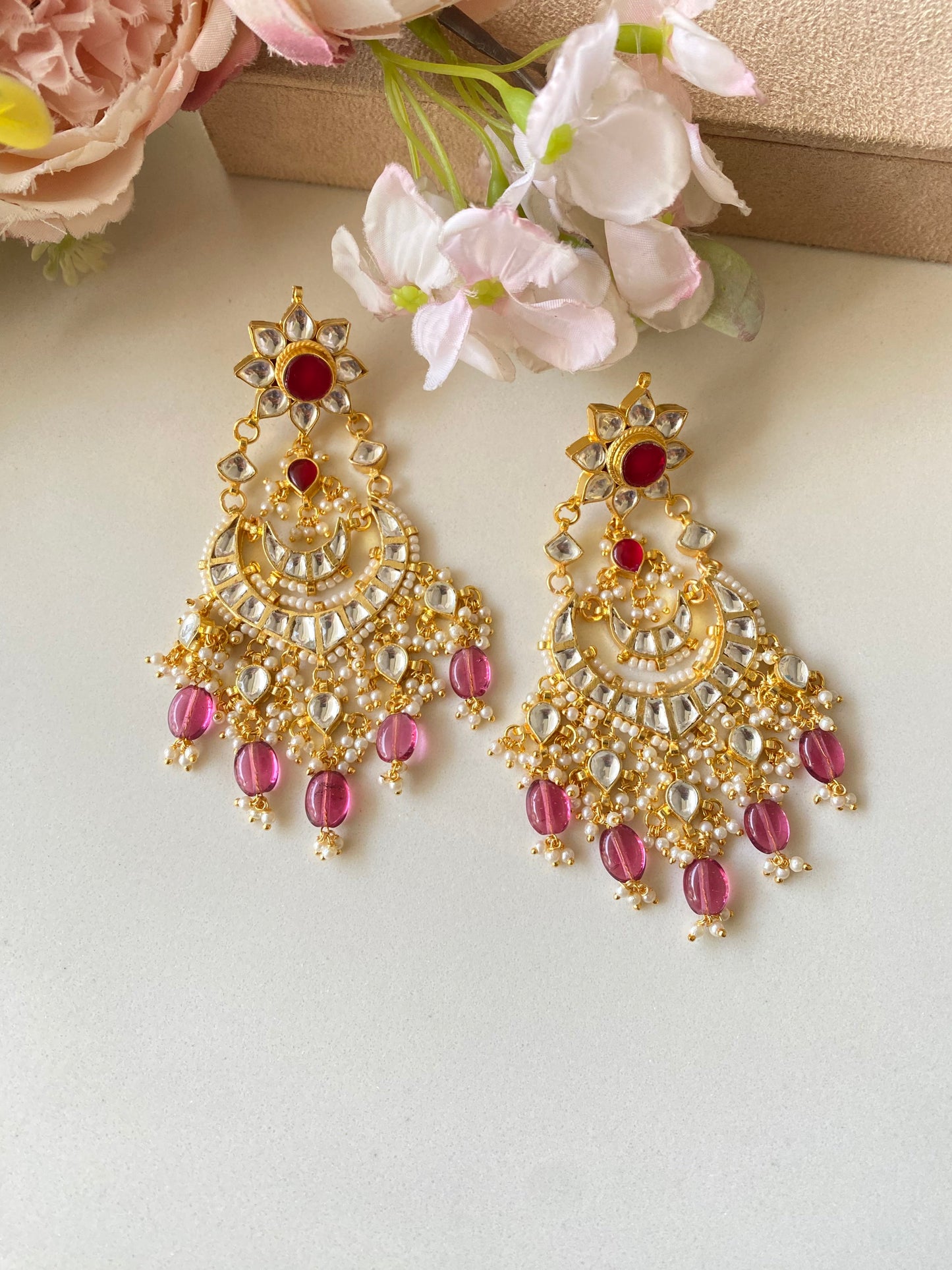 Gold plated Kundan Chandbali Earring