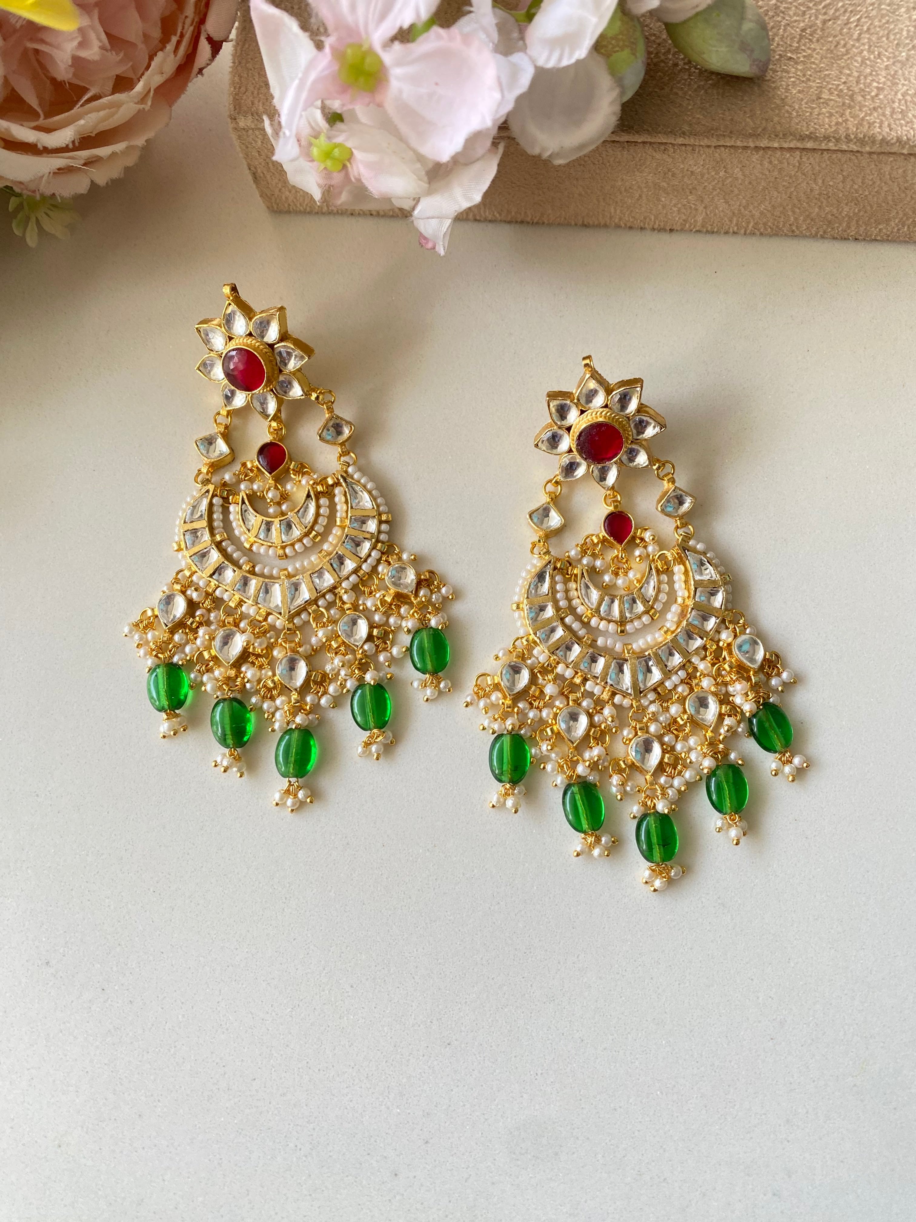 Gold plated Kundan Chandbali Earring