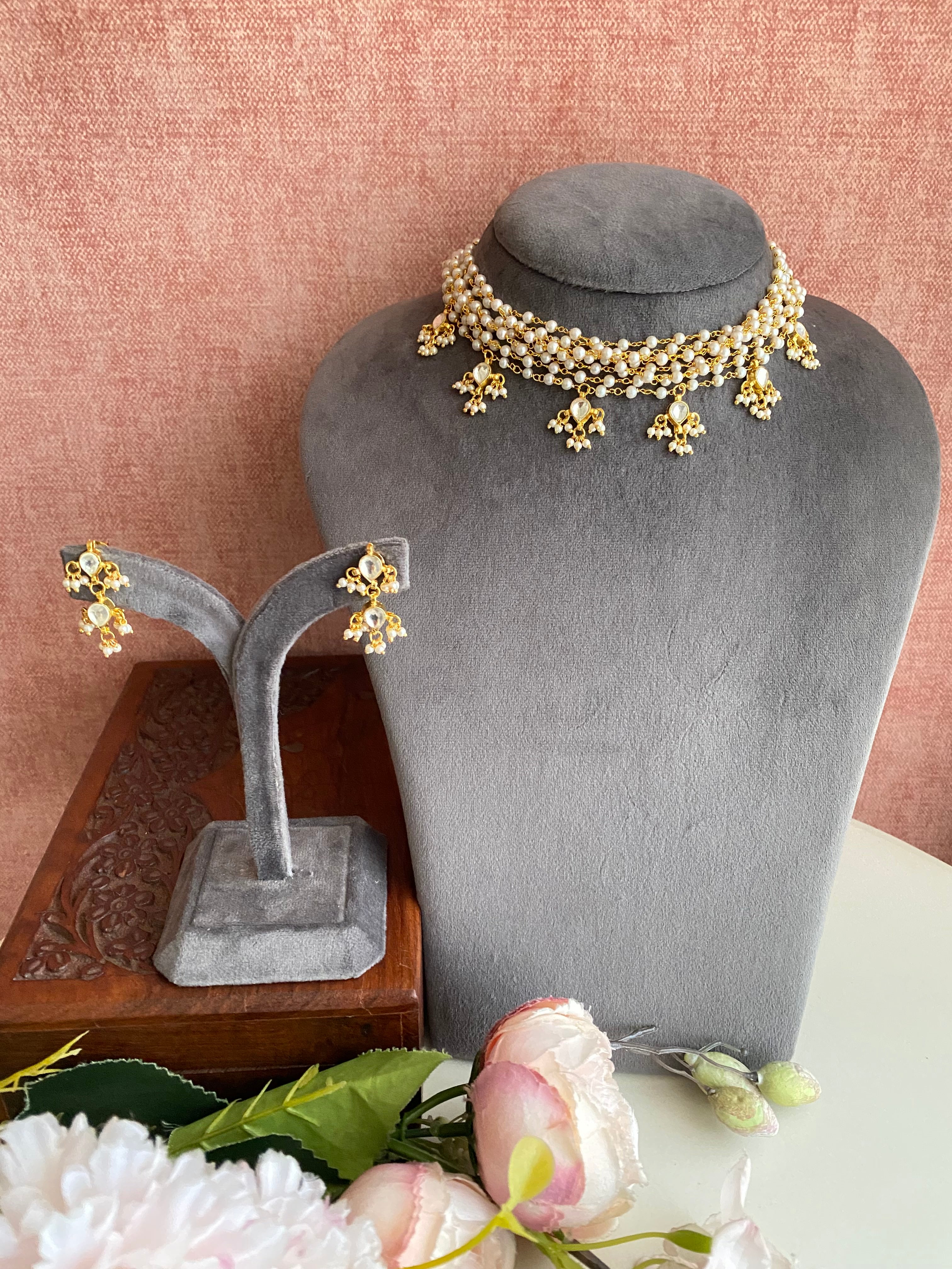 Pearl and Kundan Delicate Set