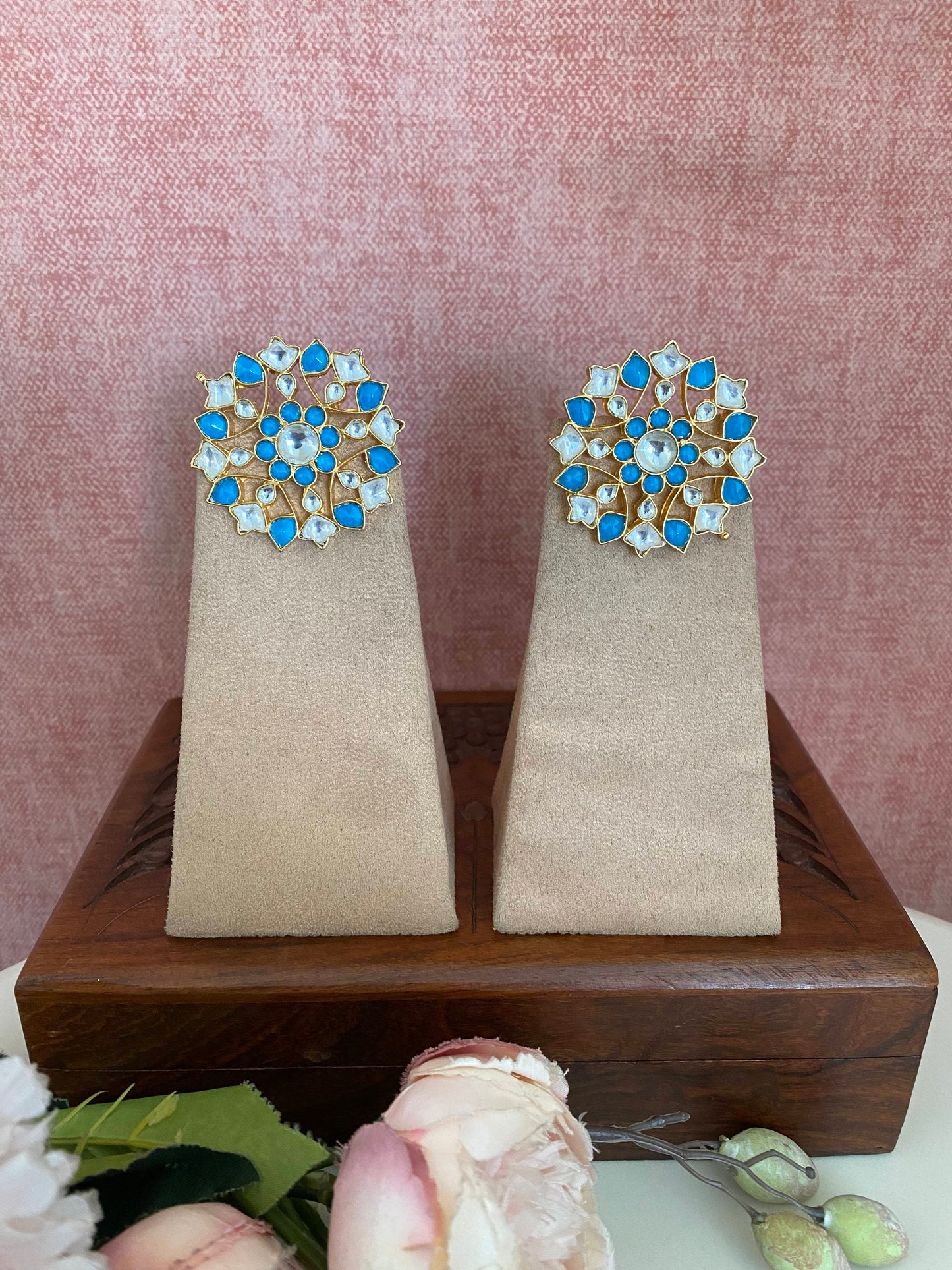 Gold plated Kundan oversized Studs