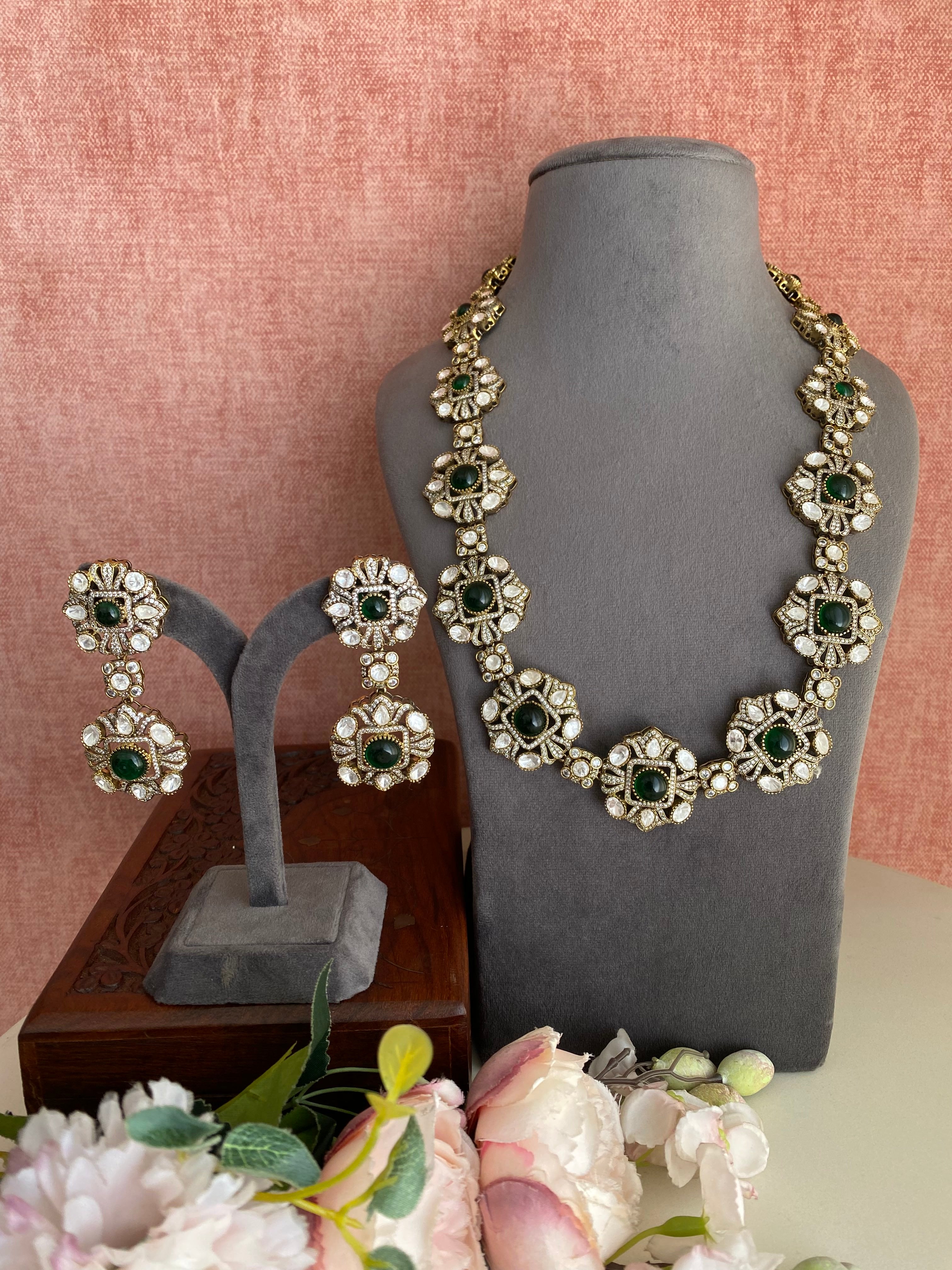 Antique Green Long necklace set